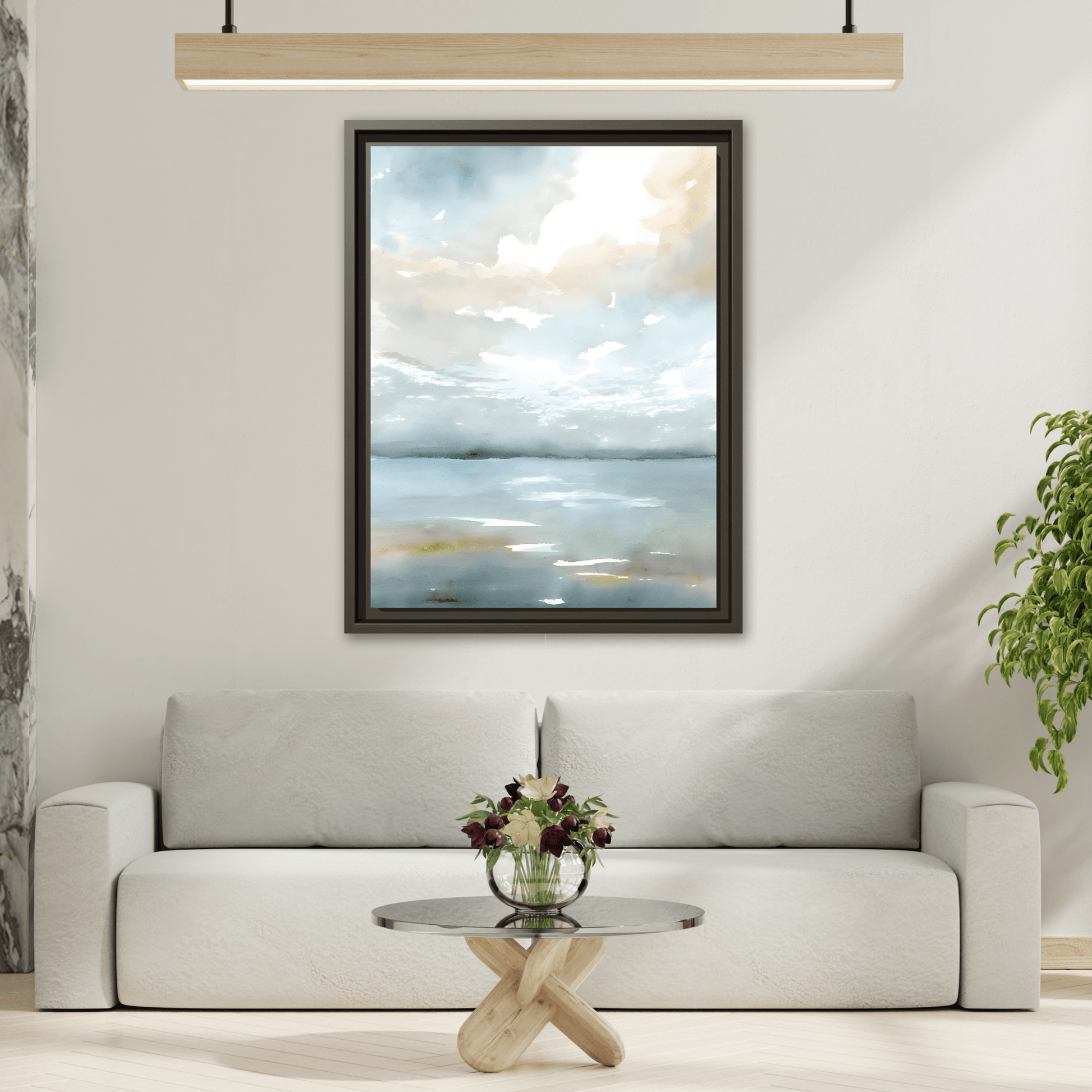 Tranquil Waters Calming Canvas Art - Coastal Landscape Neutral Seascape