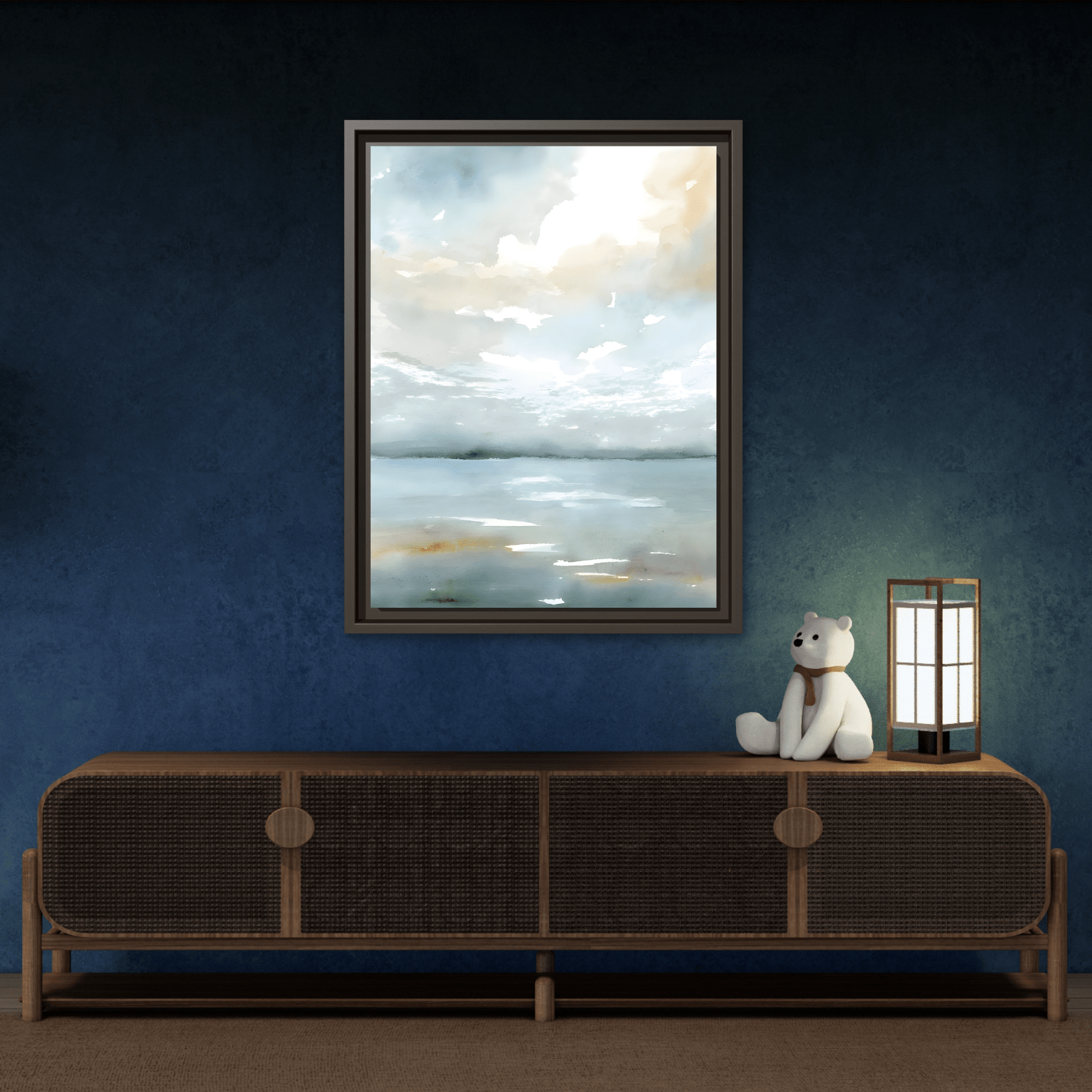 Tranquil Waters Calming Canvas Art - Coastal Landscape Neutral Seascape