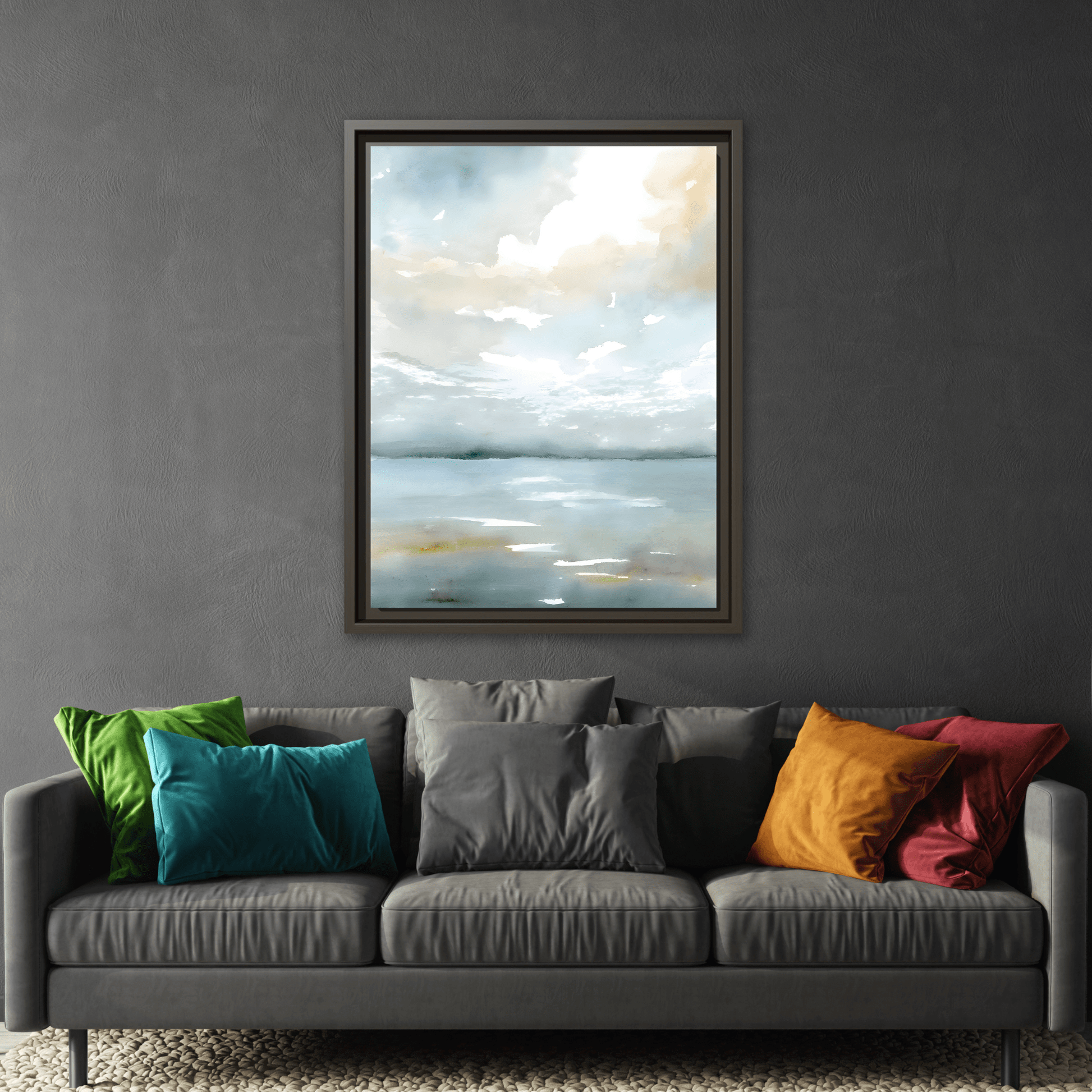 Tranquil Waters Calming Canvas Art - Coastal Landscape Neutral Seascape