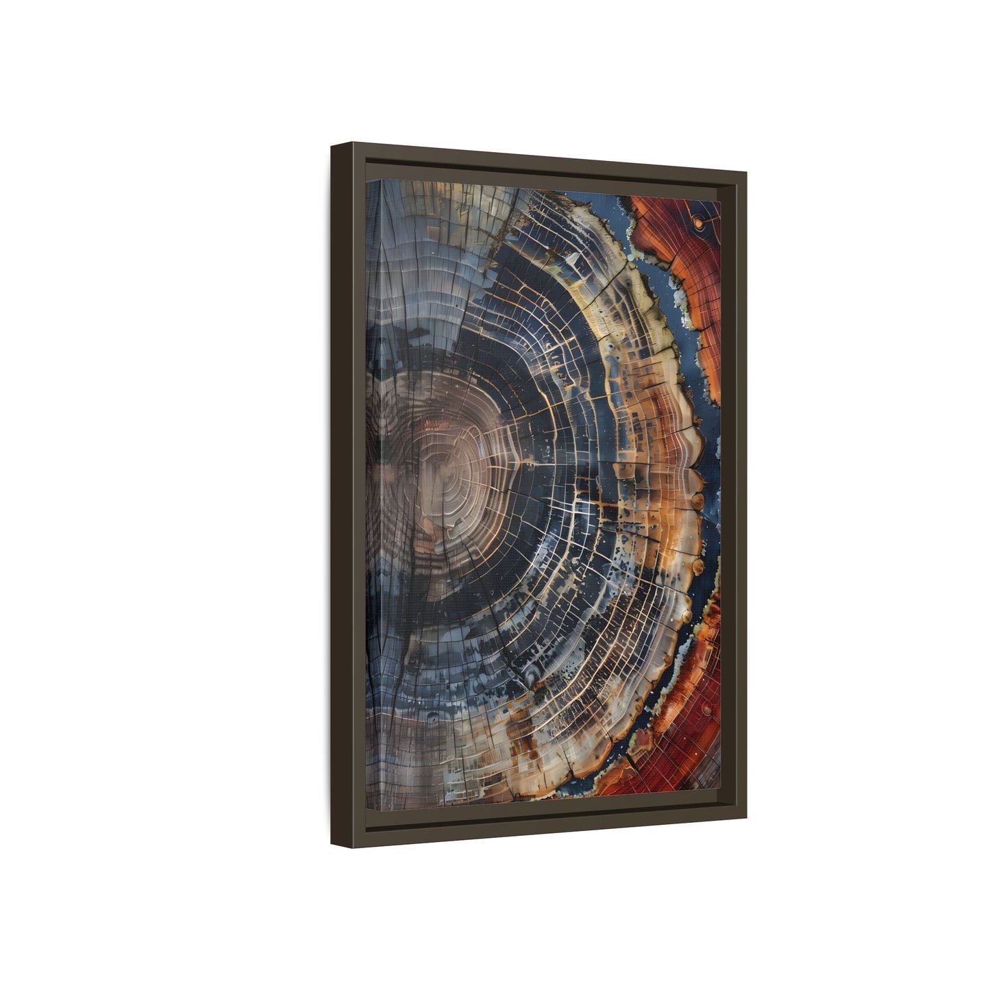 Tree Ring Framed Canvas Wall Art, Abstract Colorful Minimalist Farmhouse Print