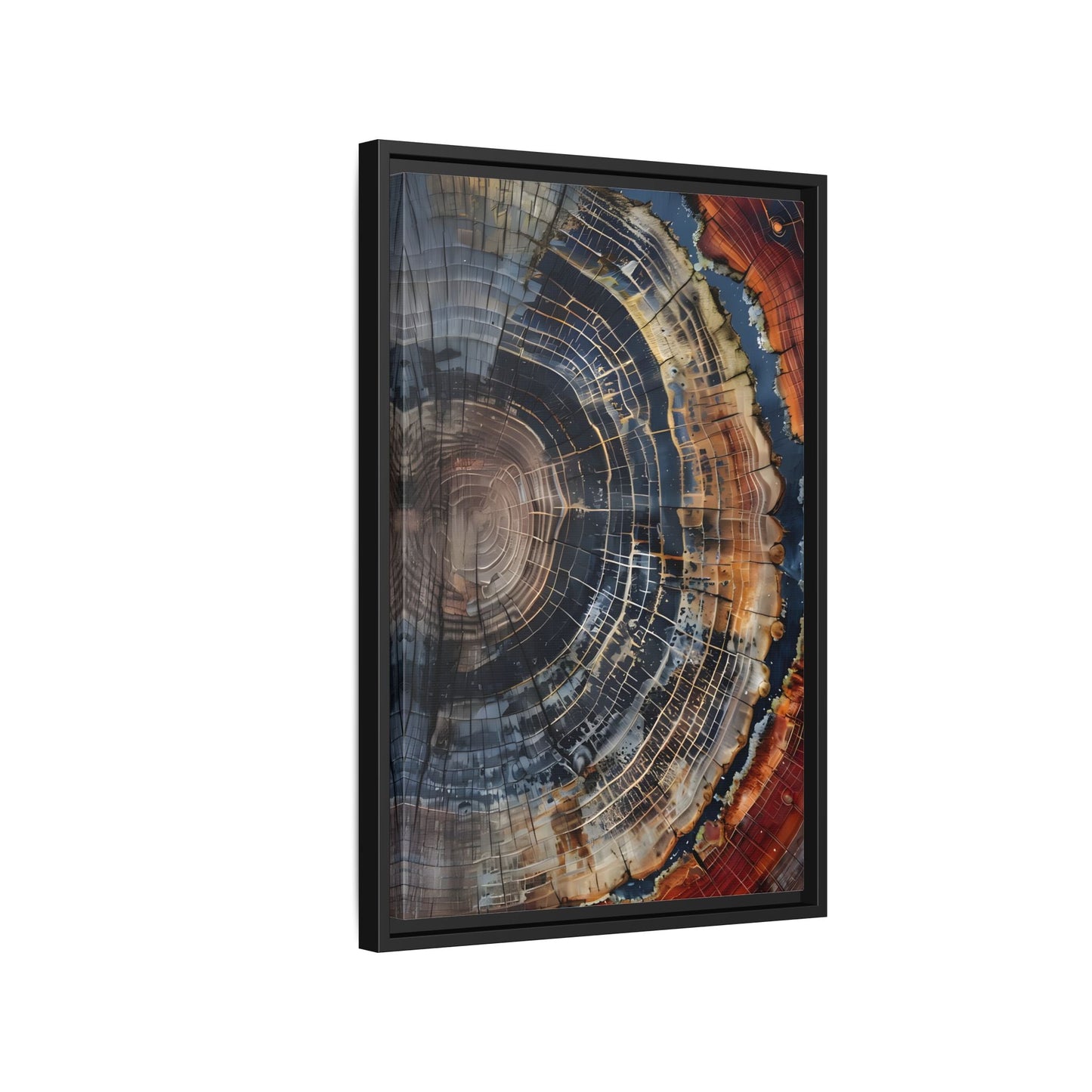 Tree Ring Framed Canvas Wall Art, Abstract Colorful Minimalist Farmhouse Print