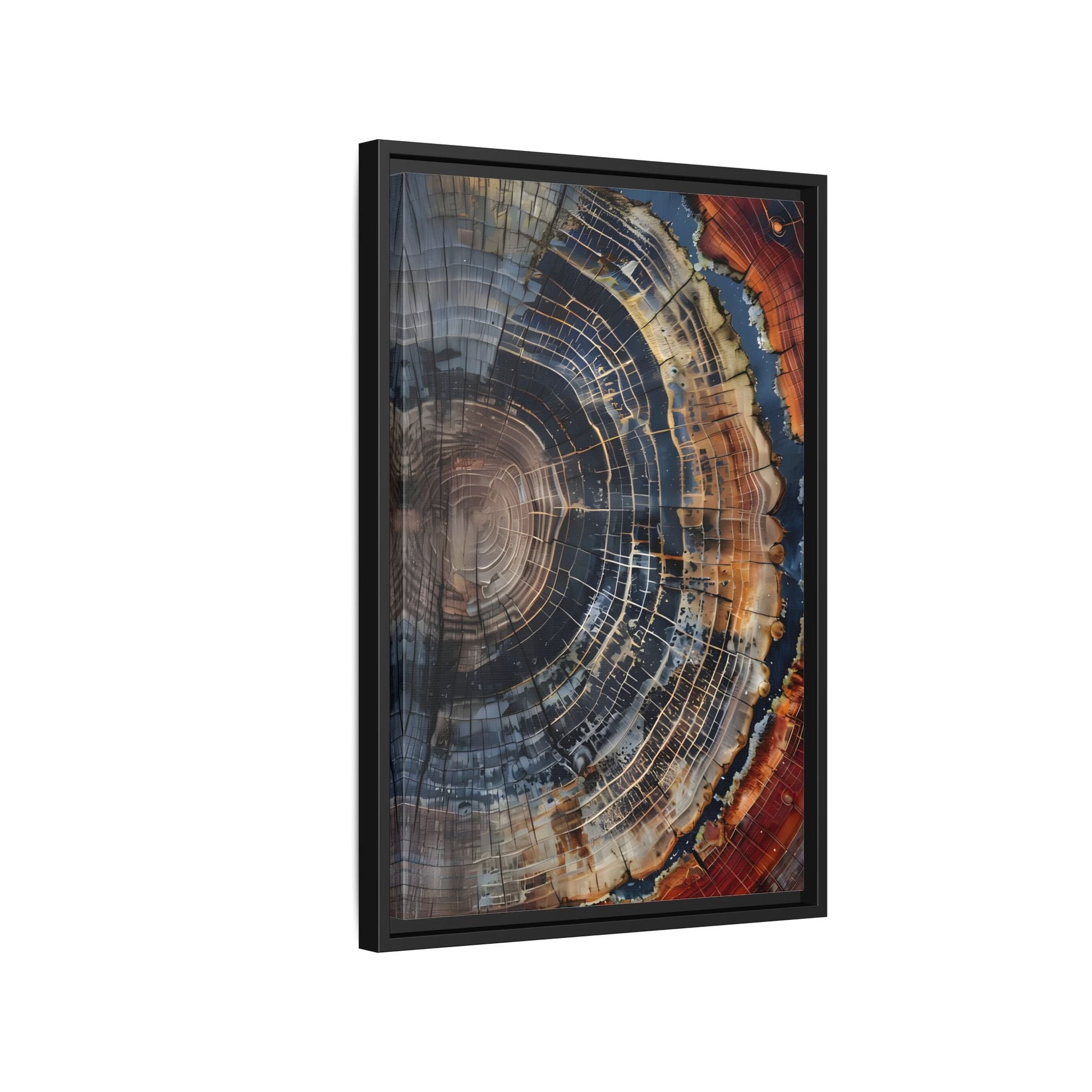 Tree Ring Framed Canvas Wall Art, Abstract Colorful Minimalist Farmhouse Print