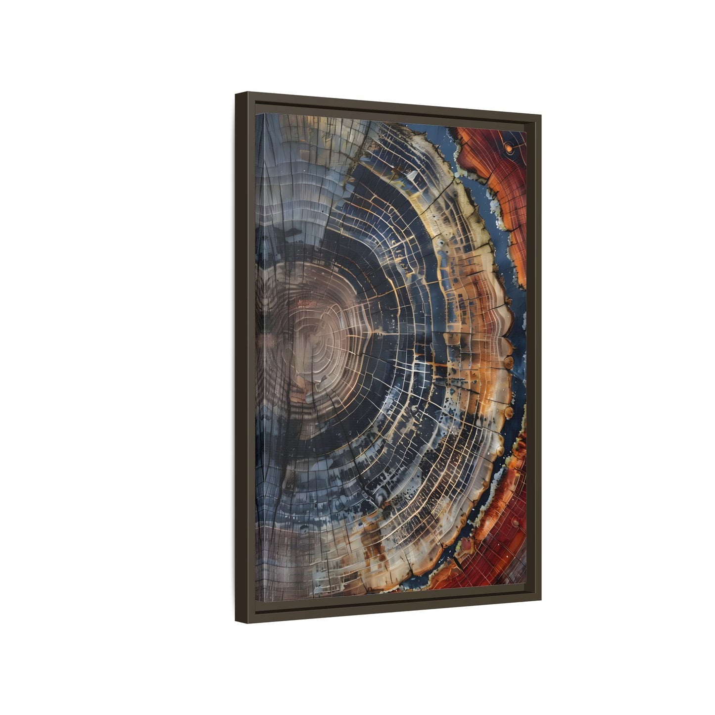Tree Ring Framed Canvas Wall Art, Abstract Colorful Minimalist Farmhouse Print