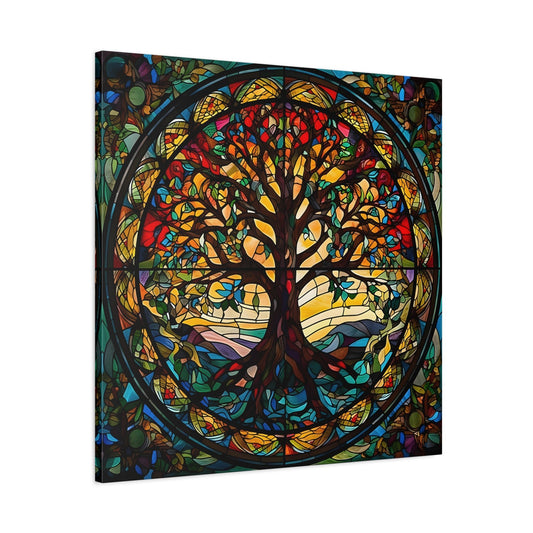 Tree of Life Mandala Yggdrasil Wall Art Canvas Print, Norse Mythology Celtic