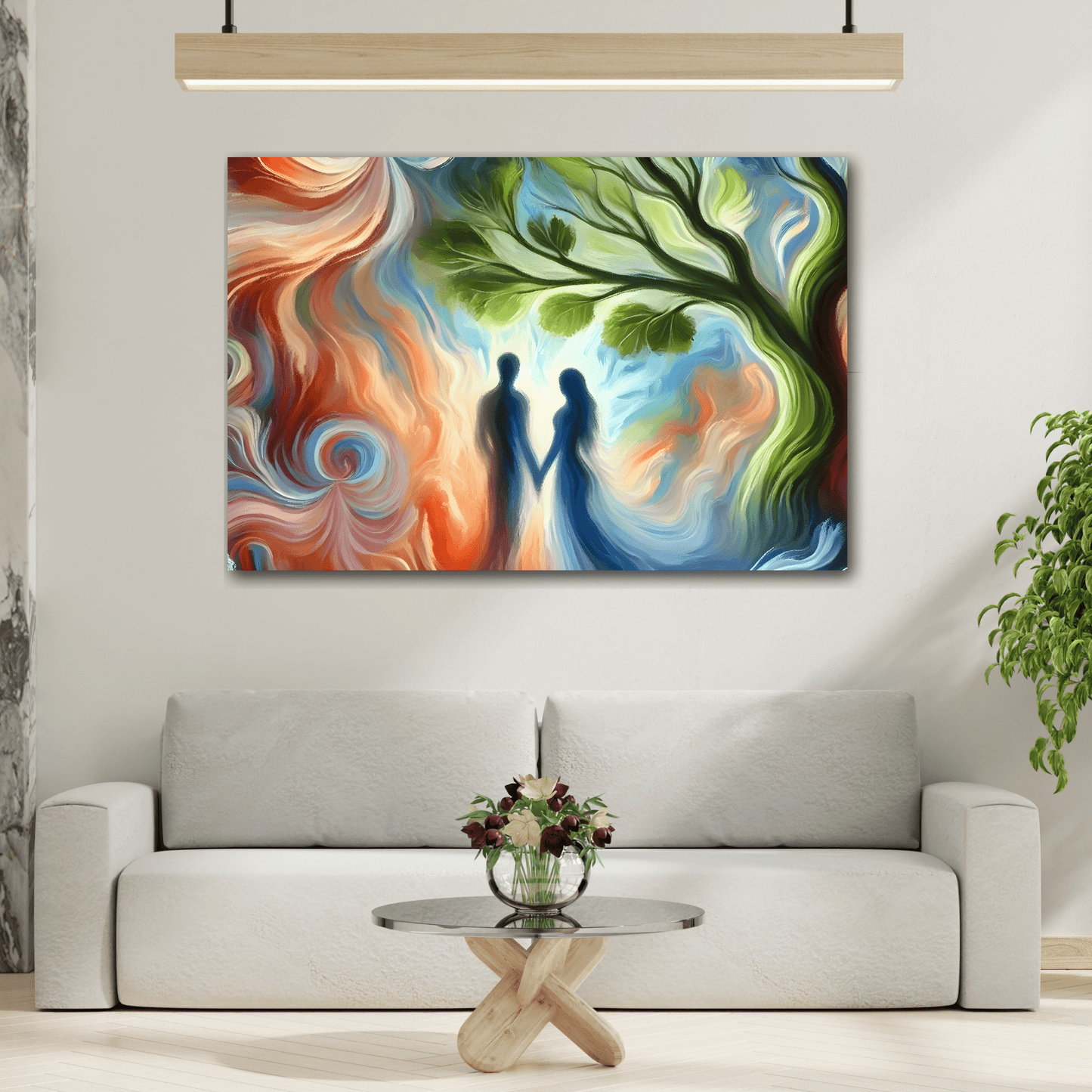 Tree of Love Canvas Colorful Romantic Couple Wedding Soulmate Wall Art Print