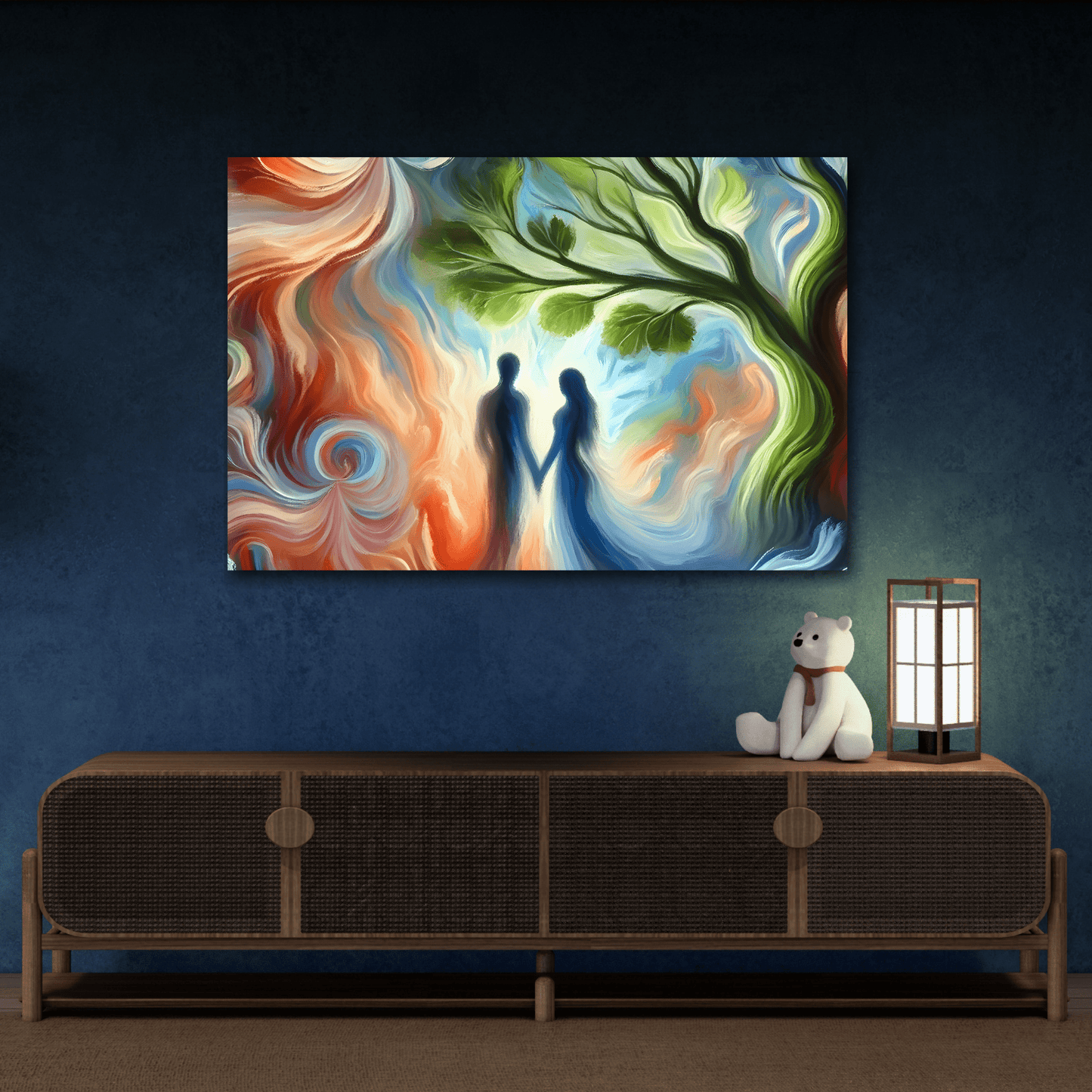 Tree of Love Canvas Colorful Romantic Couple Wedding Soulmate Wall Art Print