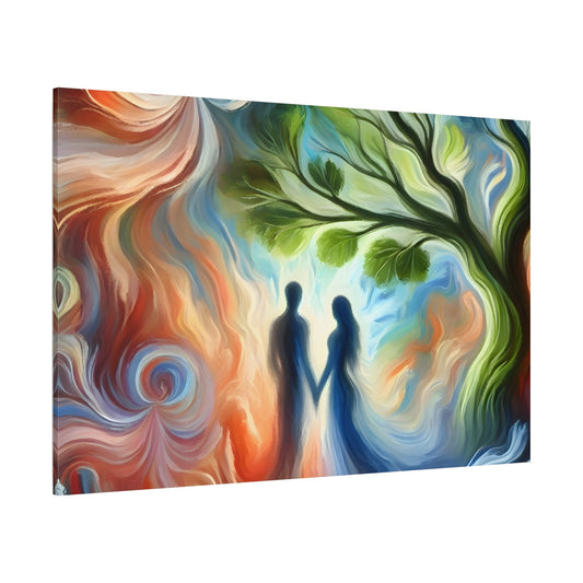 Tree of Love Canvas Colorful Romantic Couple Wedding Soulmate Wall Art Print