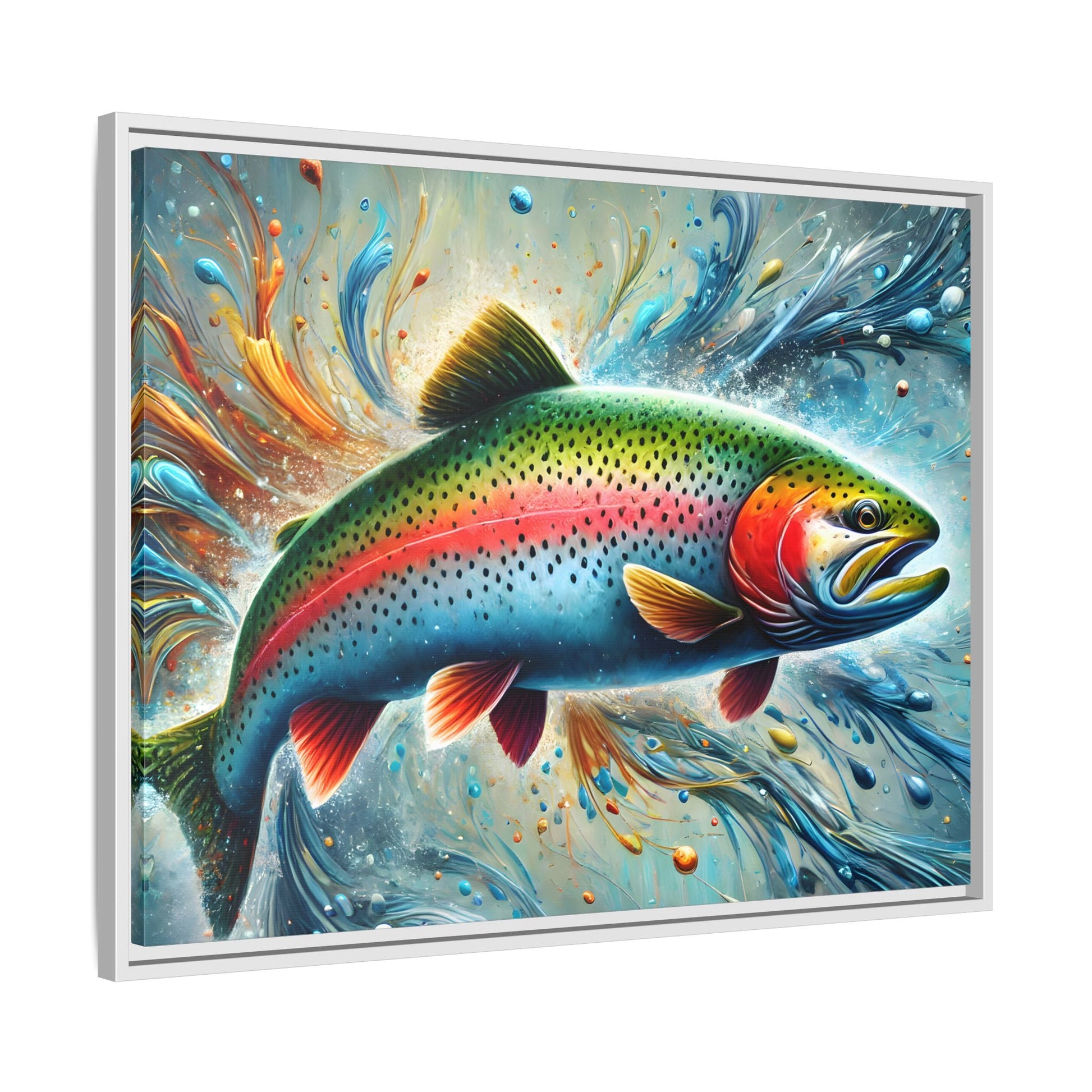 Trout Fish Rainbow Wall Art Fishing Canvas Print Fisherman Decor