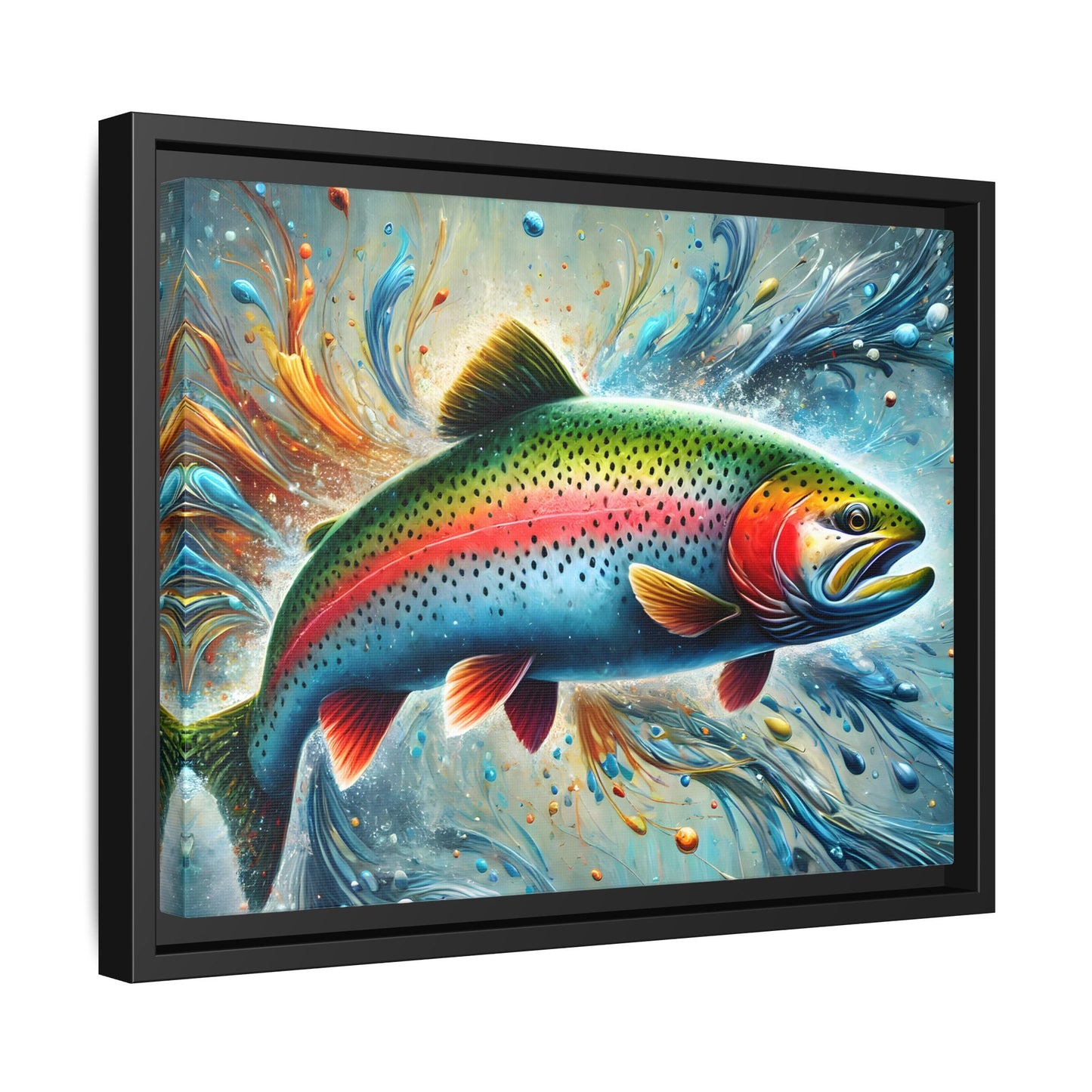 Trout Fish Rainbow Wall Art Fishing Canvas Print Fisherman Decor