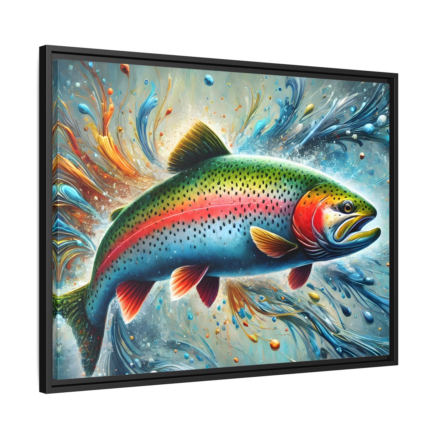 Trout Fish Rainbow Wall Art Fishing Canvas Print Fisherman Decor