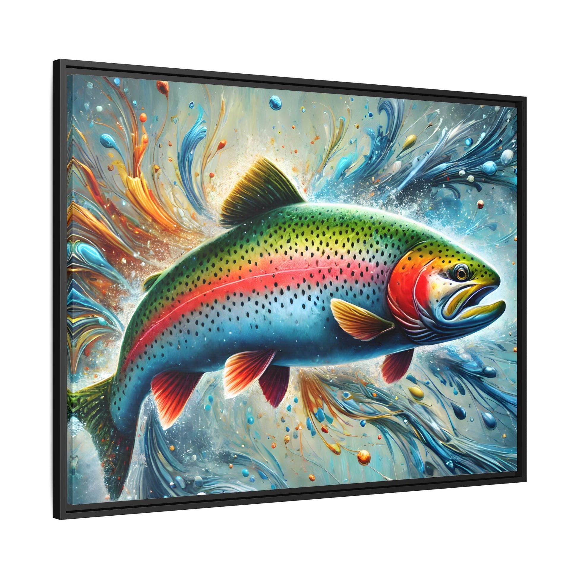 Trout Fish Rainbow Wall Art Fishing Canvas Print Fisherman Decor