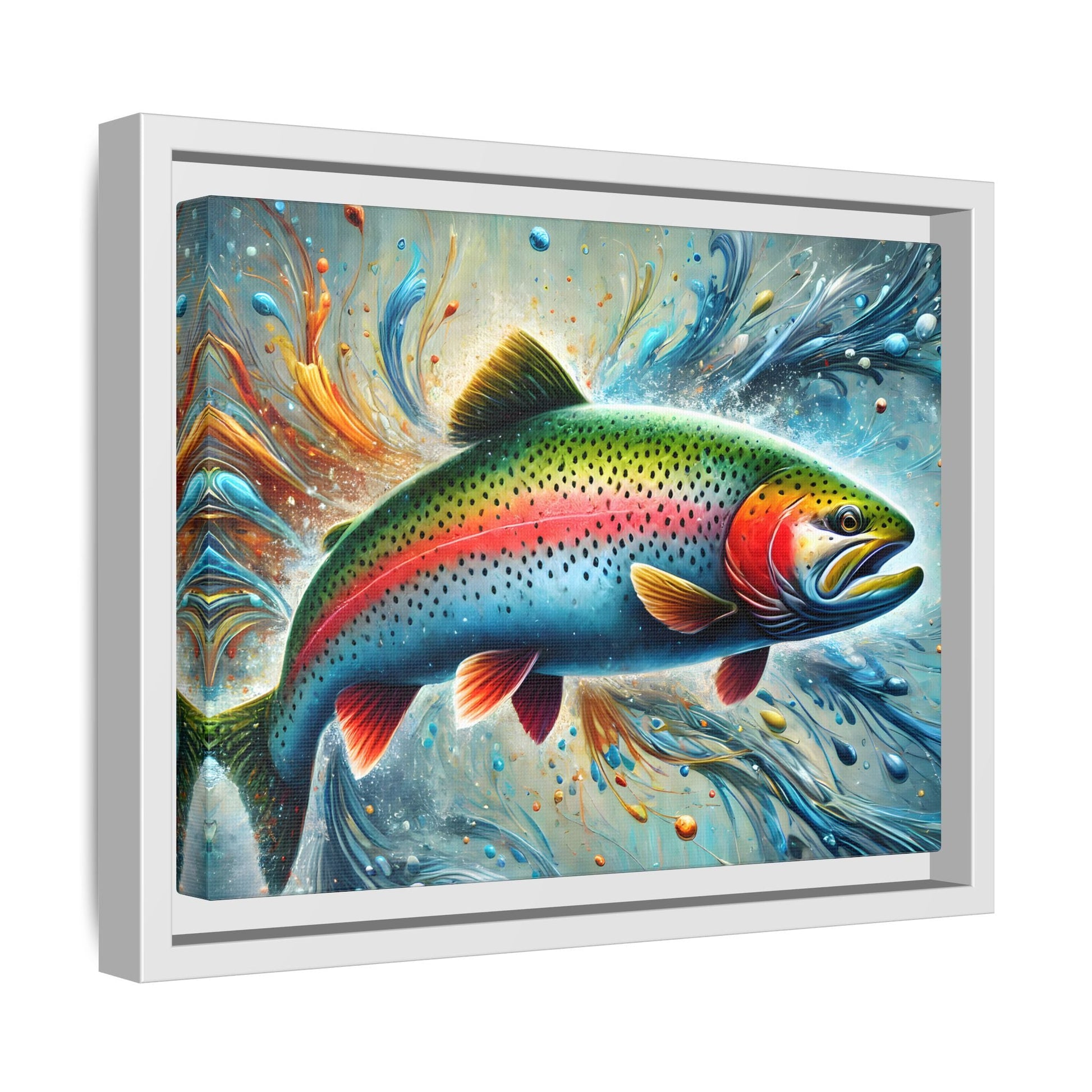 Trout Fish Rainbow Wall Art Fishing Canvas Print Fisherman Decor