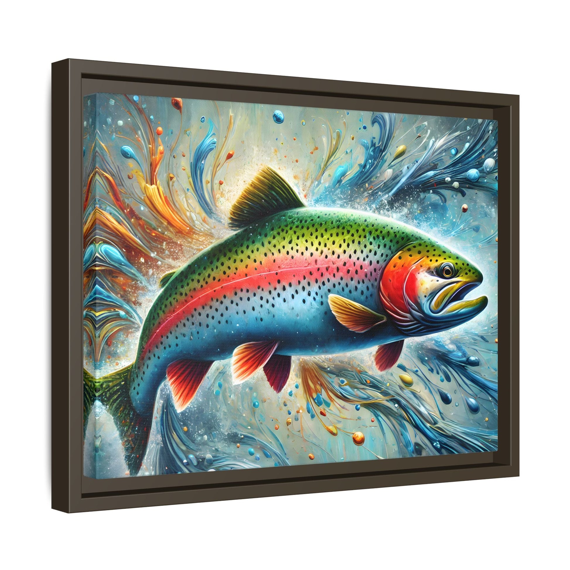 Trout Fish Rainbow Wall Art Fishing Canvas Print Fisherman Decor