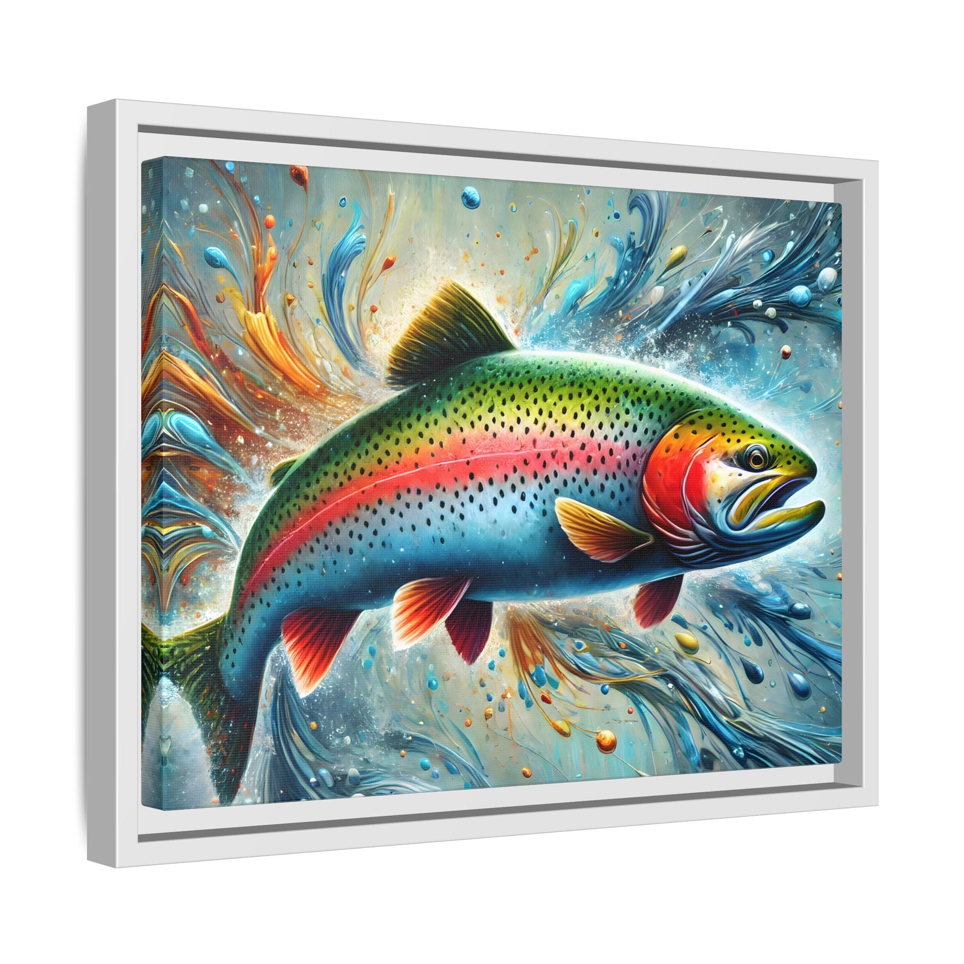 Trout Fish Rainbow Wall Art Fishing Canvas Print Fisherman Decor
