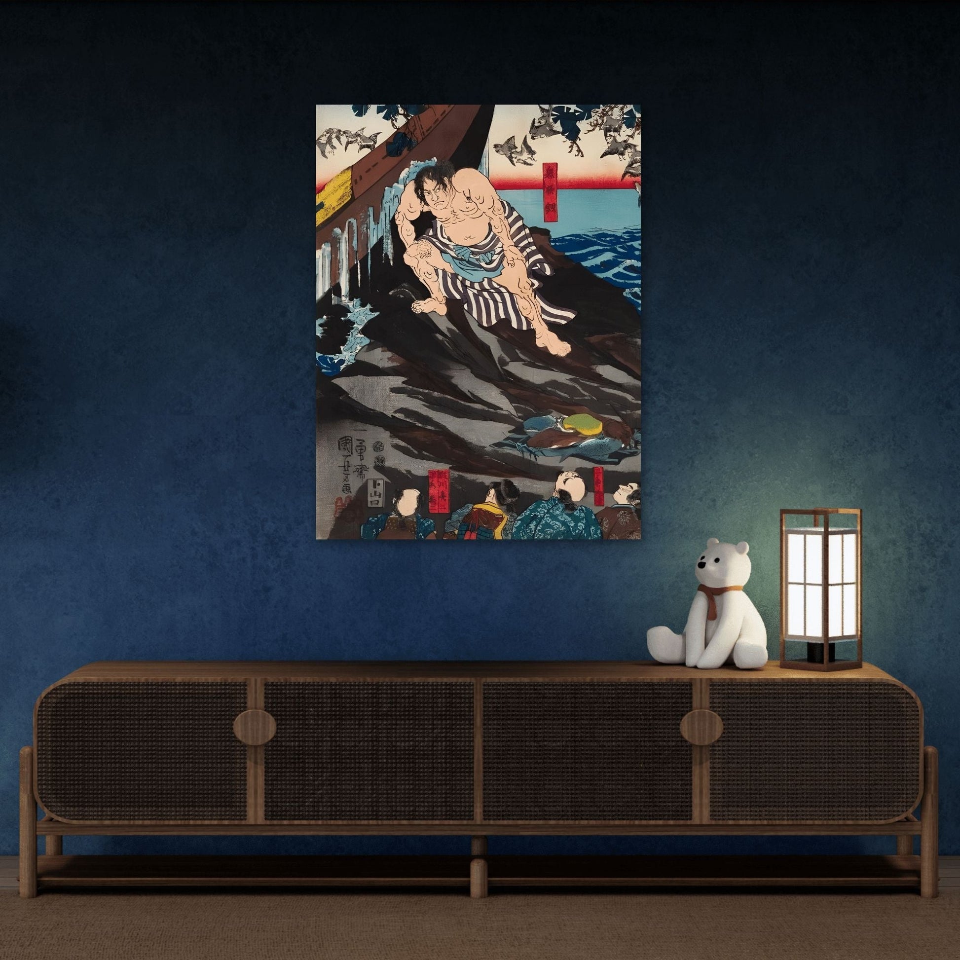 Utagawa Kuniyoshi Emperor Sutoku - Canvas Art Reproduction (Middle Panel)