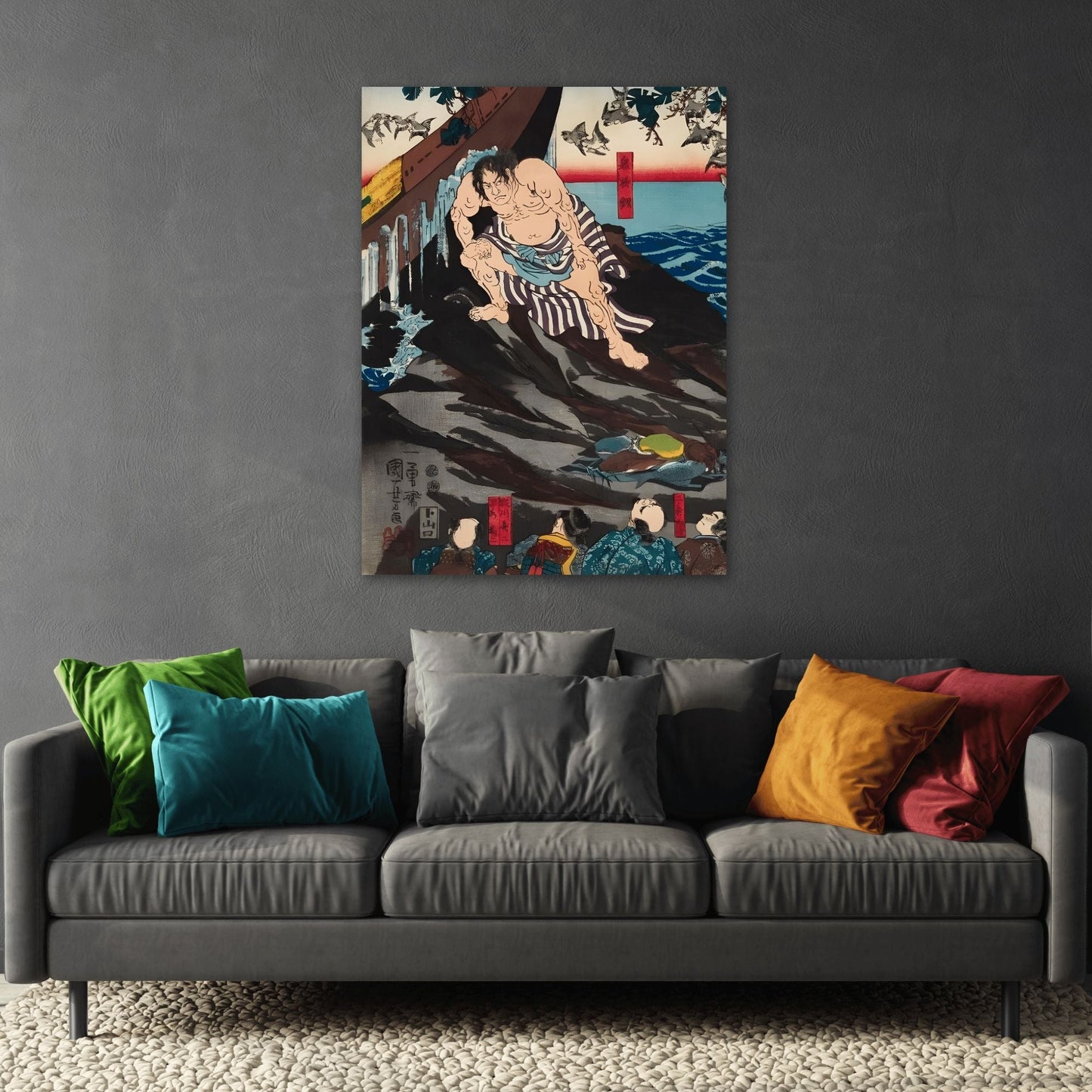 Utagawa Kuniyoshi Emperor Sutoku - Canvas Art Reproduction (Middle Panel)