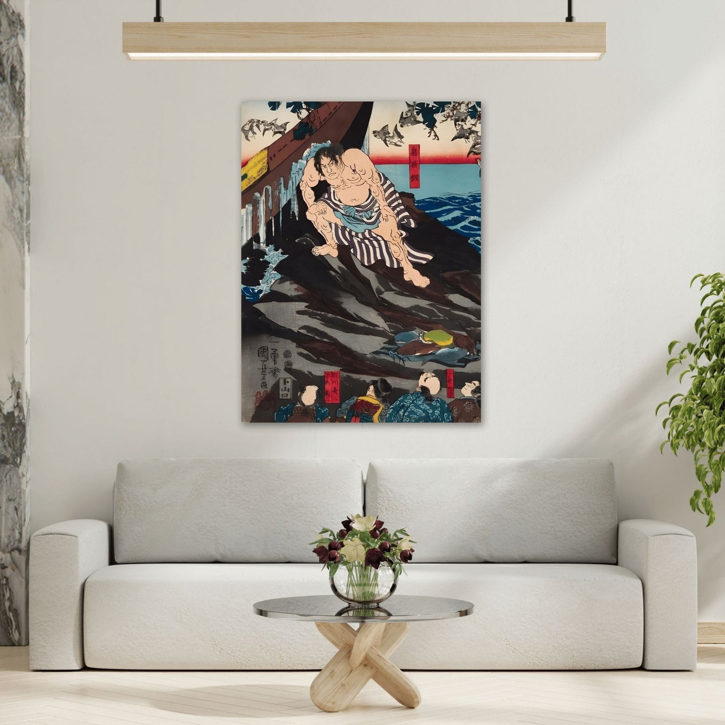 Utagawa Kuniyoshi Emperor Sutoku - Canvas Art Reproduction (Middle Panel)