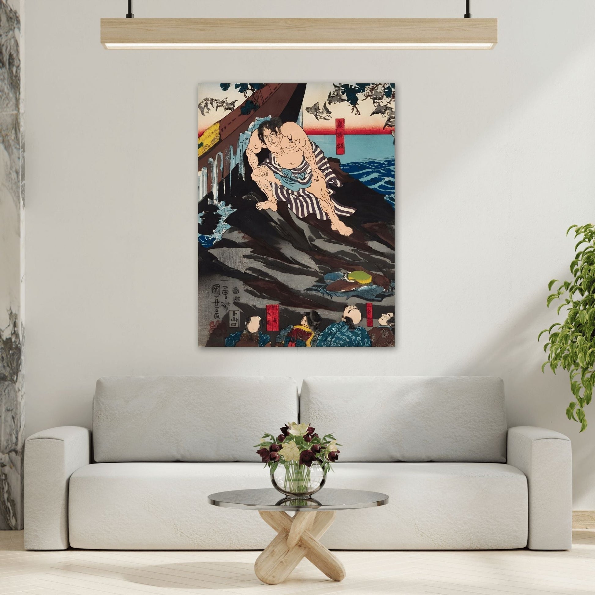 Utagawa Kuniyoshi Emperor Sutoku - Canvas Art Reproduction (Middle Panel)
