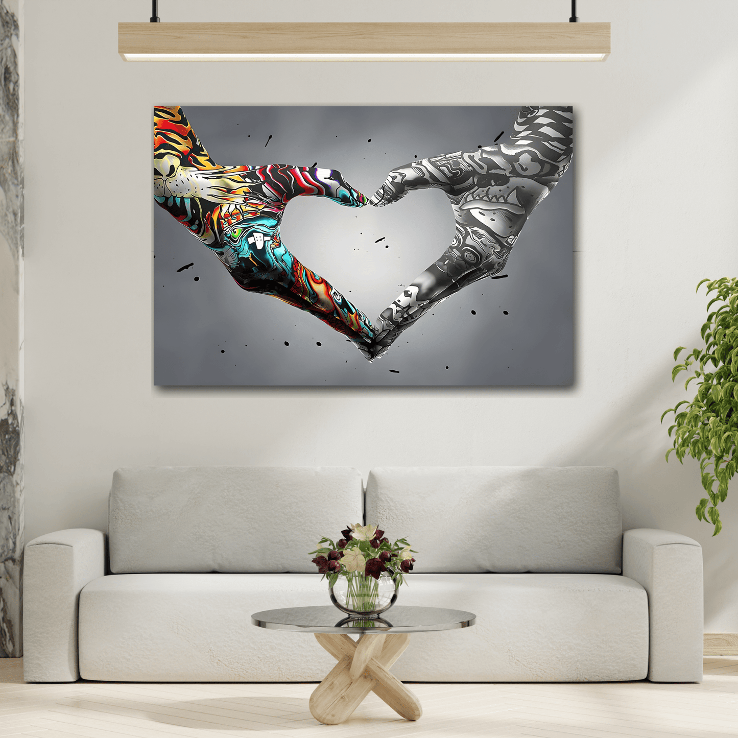 Valentine Love in Hands Graffiti Canvas Wall Art Print
