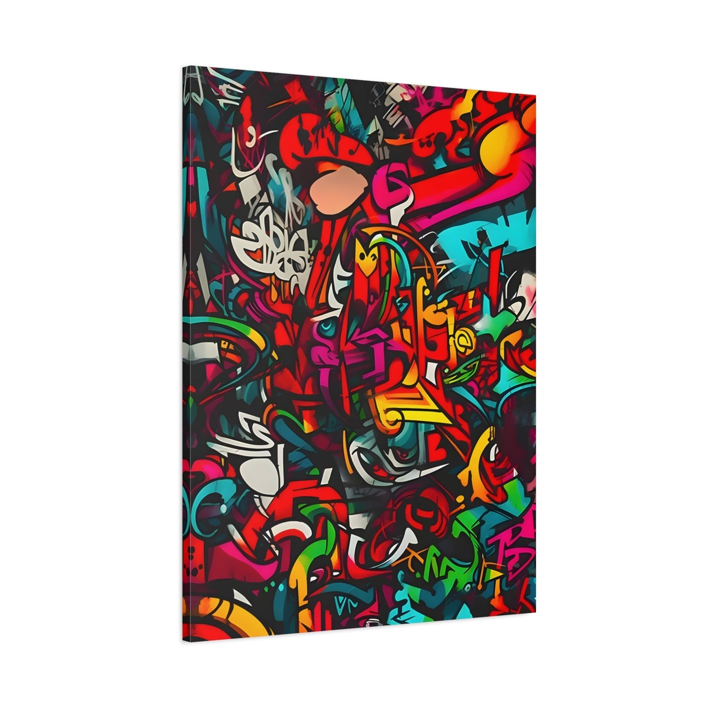Vibrant Abstract Graffiti Canvas Print - Colorful Over the Bed Wall Art