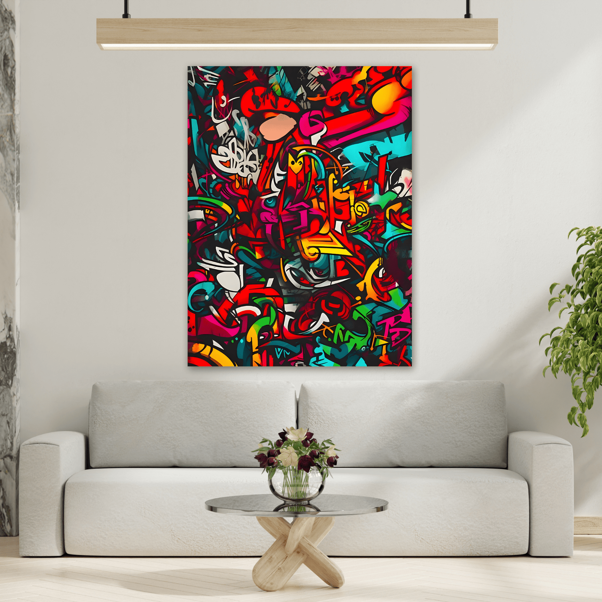 Vibrant Abstract Graffiti Canvas Print - Colorful Over the Bed Wall Art