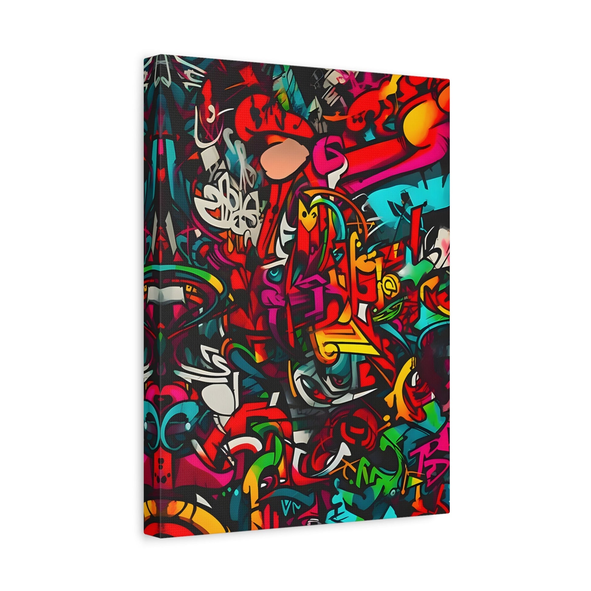 Vibrant Abstract Graffiti Canvas Print - Colorful Over the Bed Wall Art