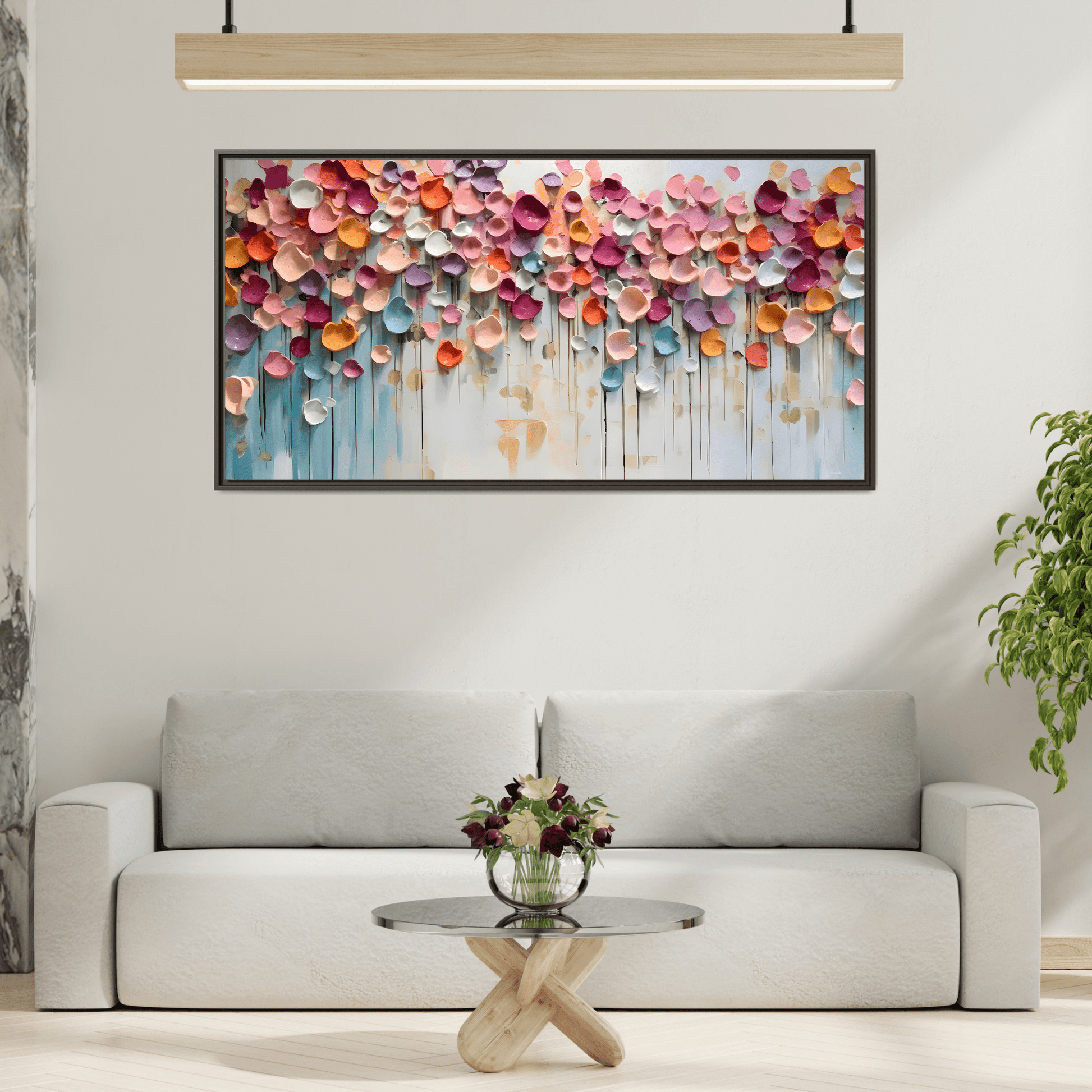 Vibrant Floral Canvas Wall Art - Extra Large Framed Home Decor