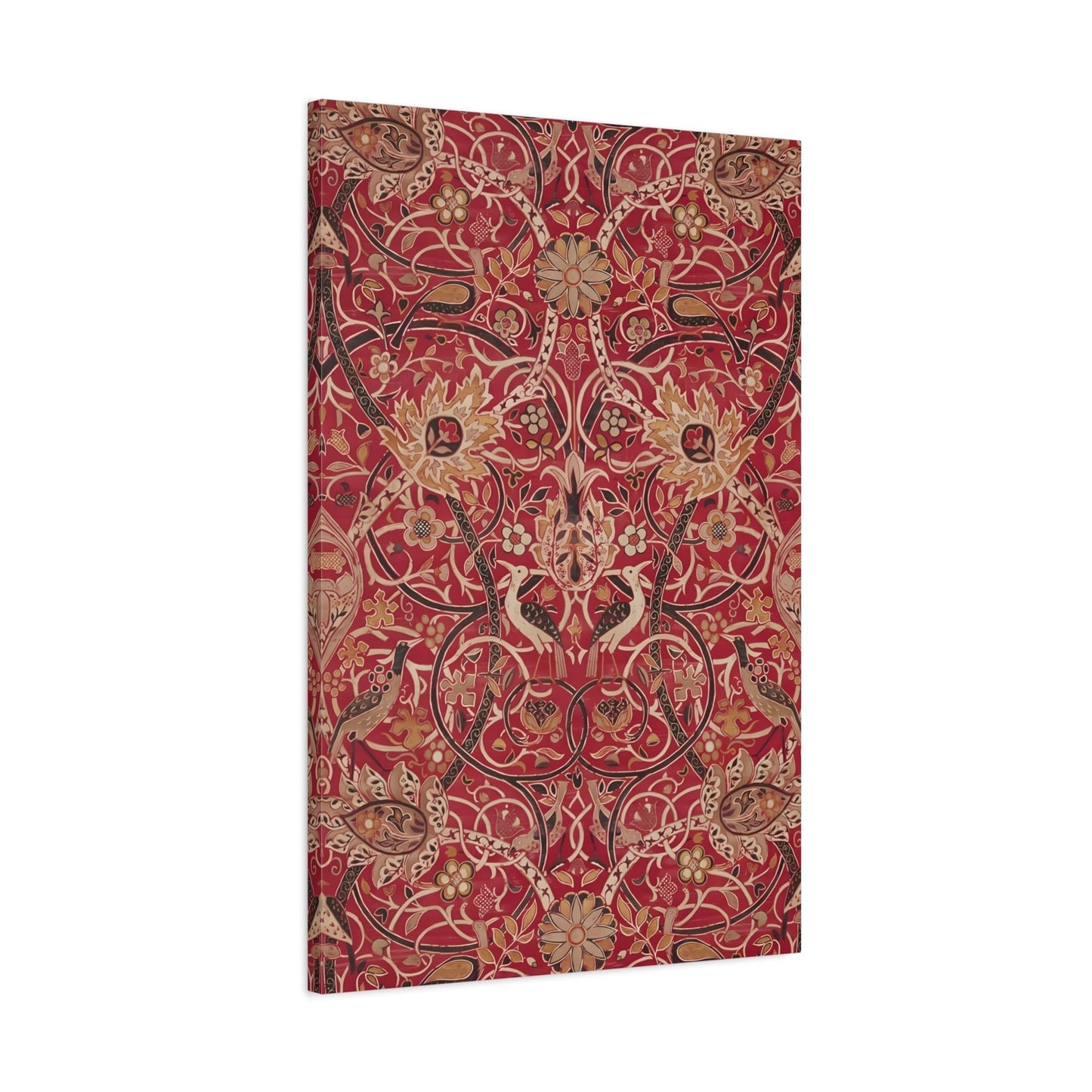 Victorian Elegance Floral Canvas Print - Ornate Red and Gold Pattern