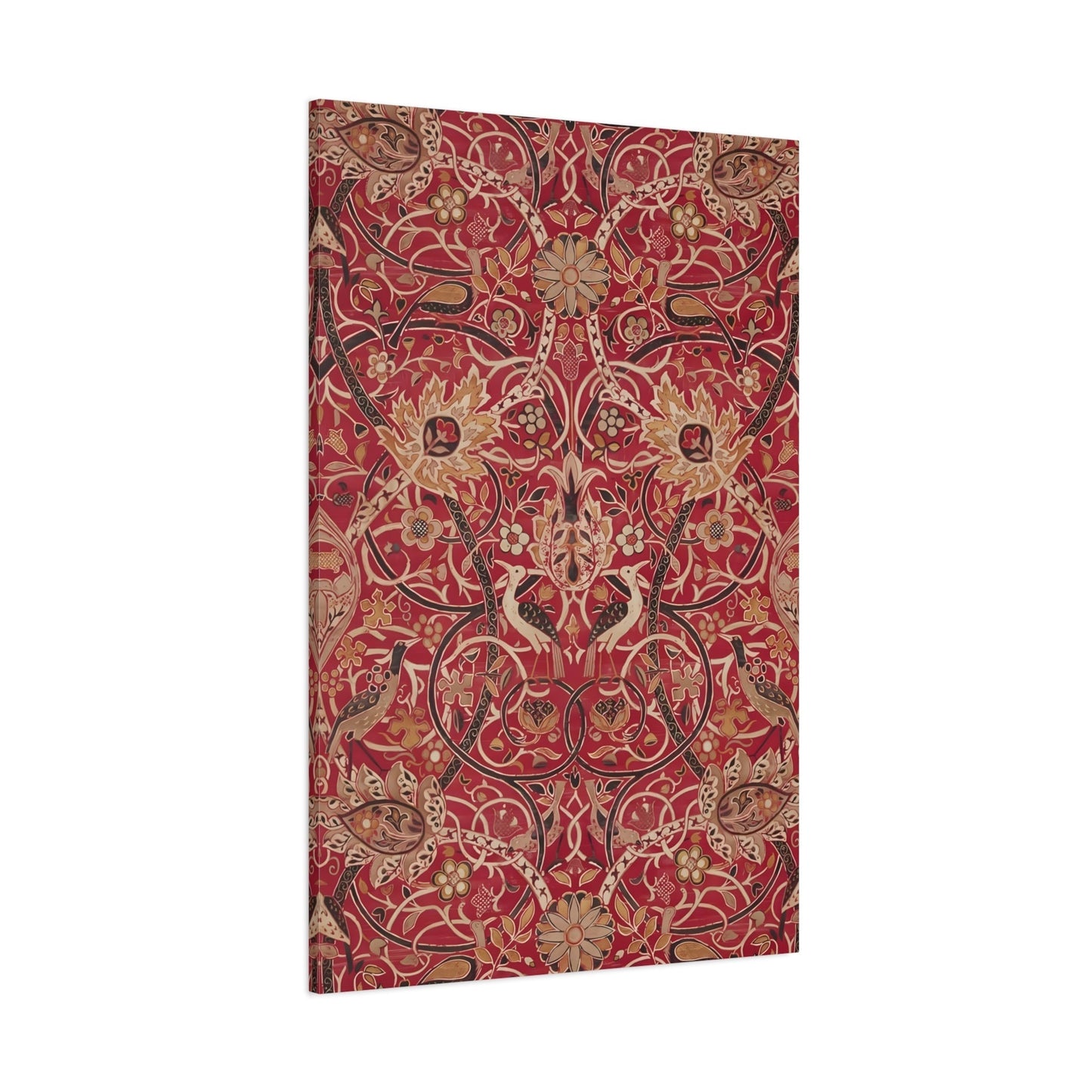 Victorian Elegance Floral Canvas Print - Ornate Red and Gold Pattern