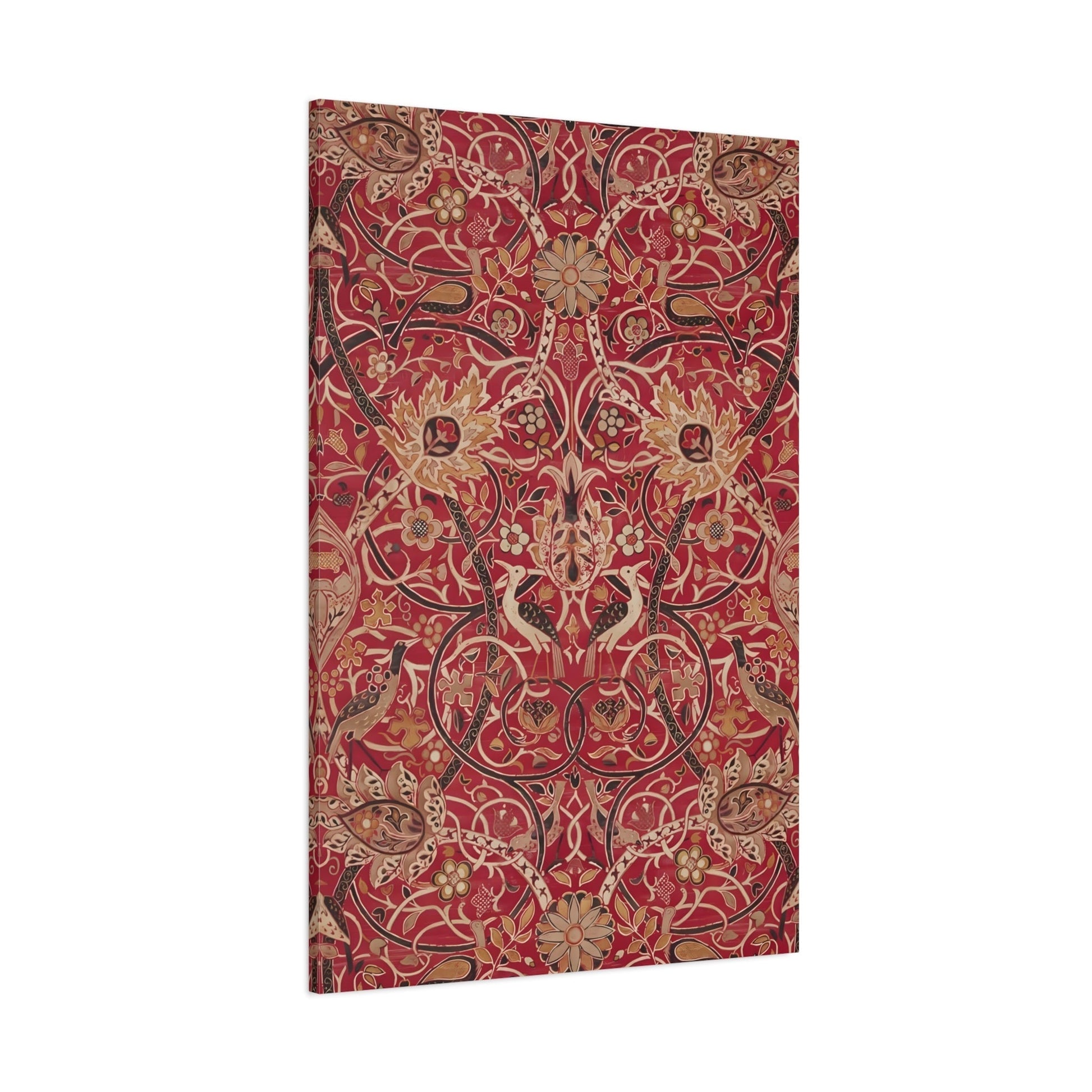 Victorian Elegance Floral Canvas Print - Ornate Red and Gold Pattern