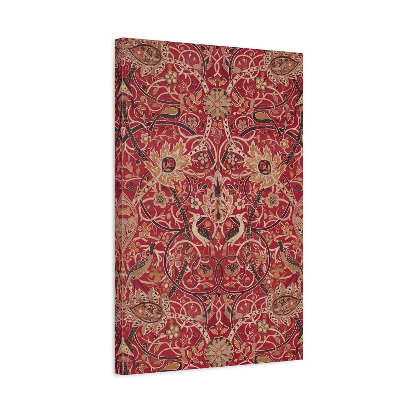 Victorian Elegance Floral Canvas Print - Ornate Red and Gold Pattern