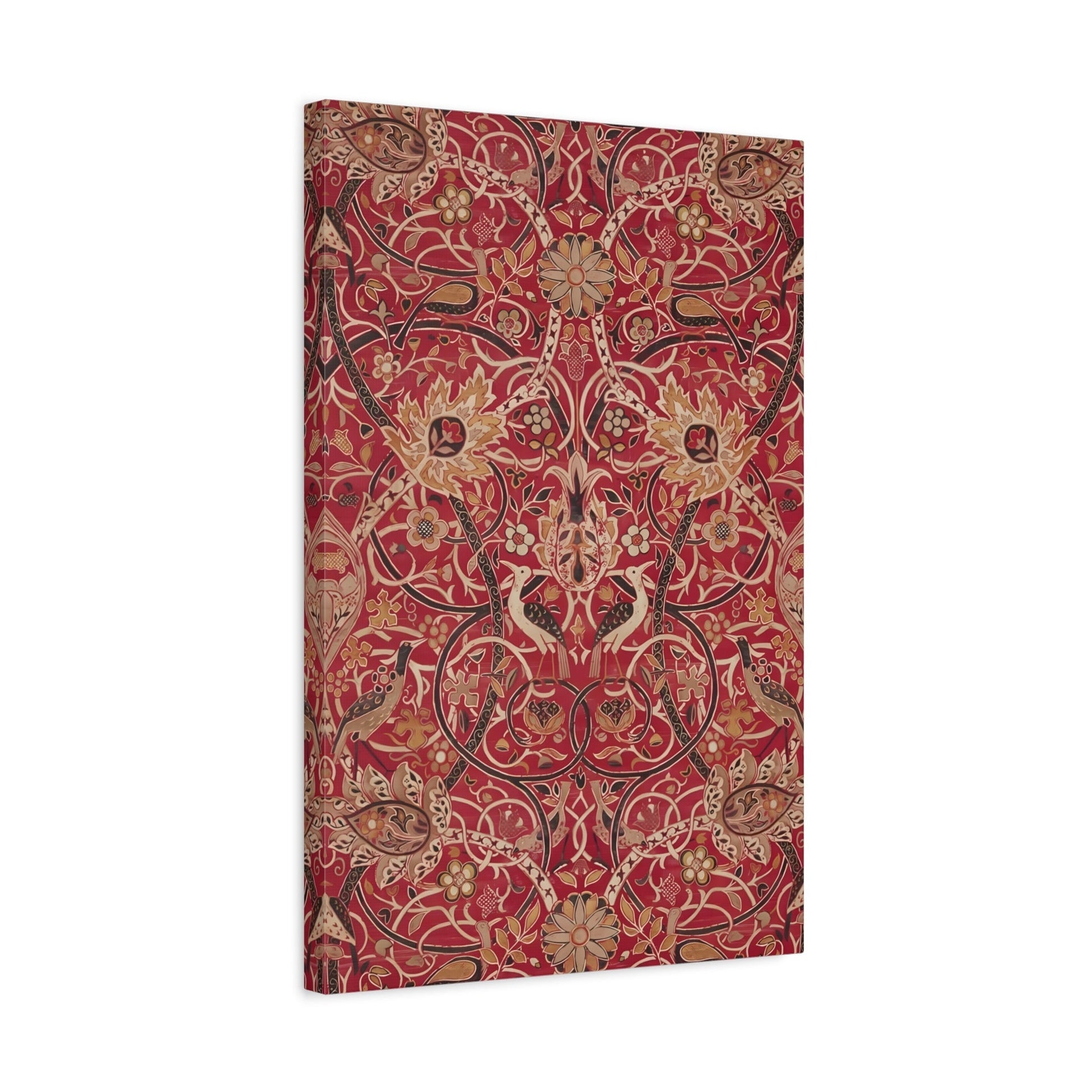 Victorian Elegance Floral Canvas Print - Ornate Red and Gold Pattern