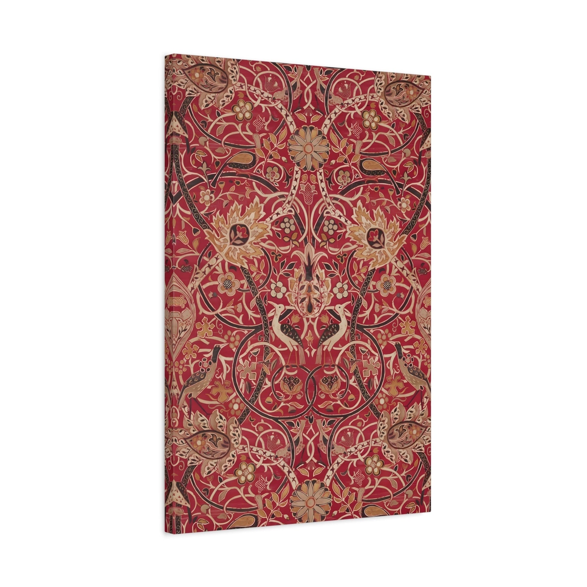 Victorian Elegance Floral Canvas Print - Ornate Red and Gold Pattern