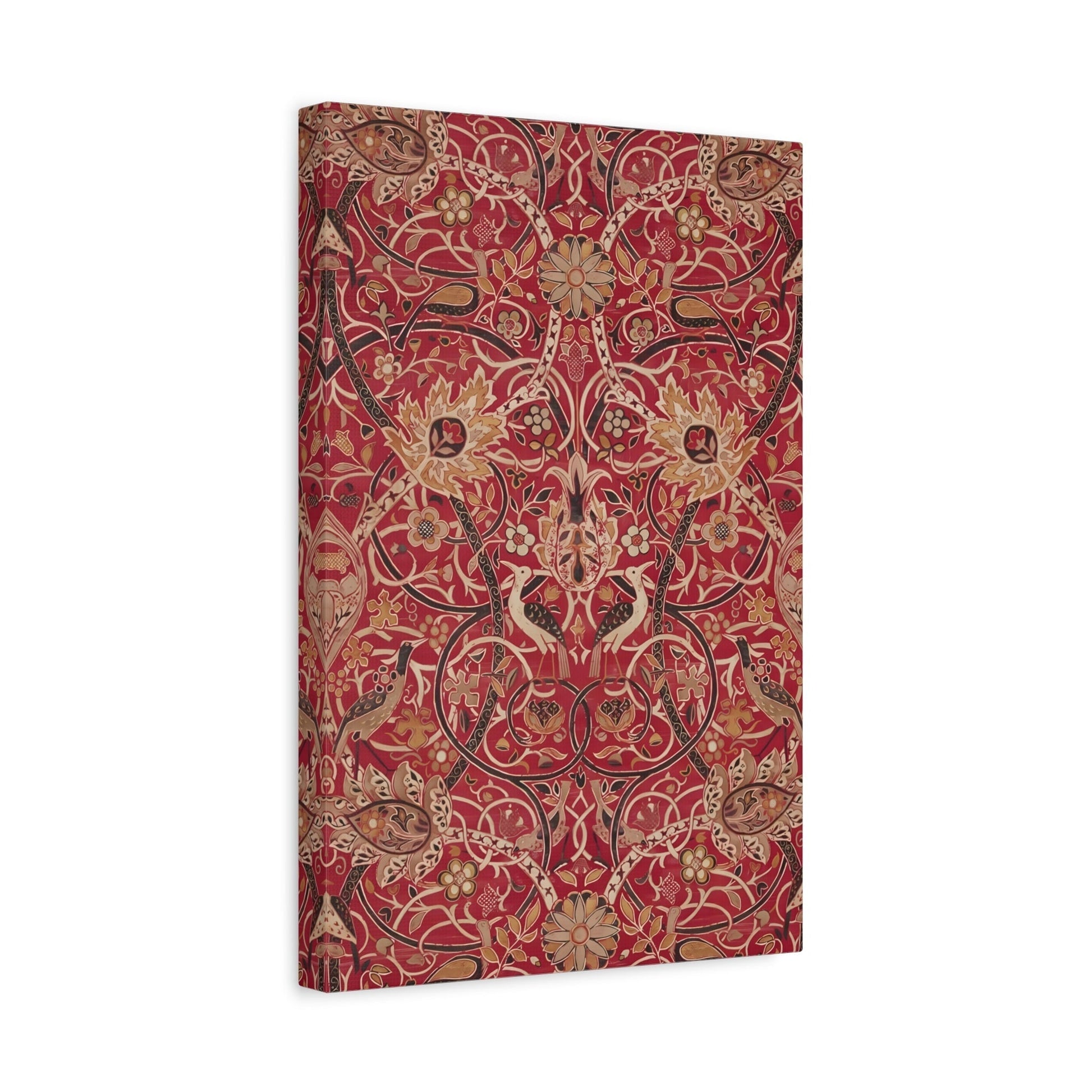 Victorian Elegance Floral Canvas Print - Ornate Red and Gold Pattern