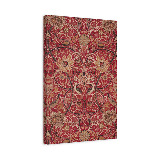 Victorian Elegance Floral Canvas Print - Ornate Red and Gold Pattern
