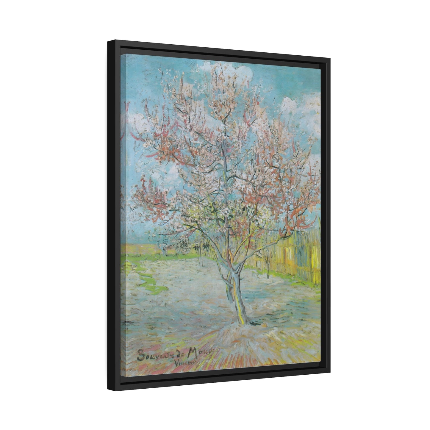 Vincent van Gogh Flowering Orchards - Framed Canvas Wall Art Print in Black Frame