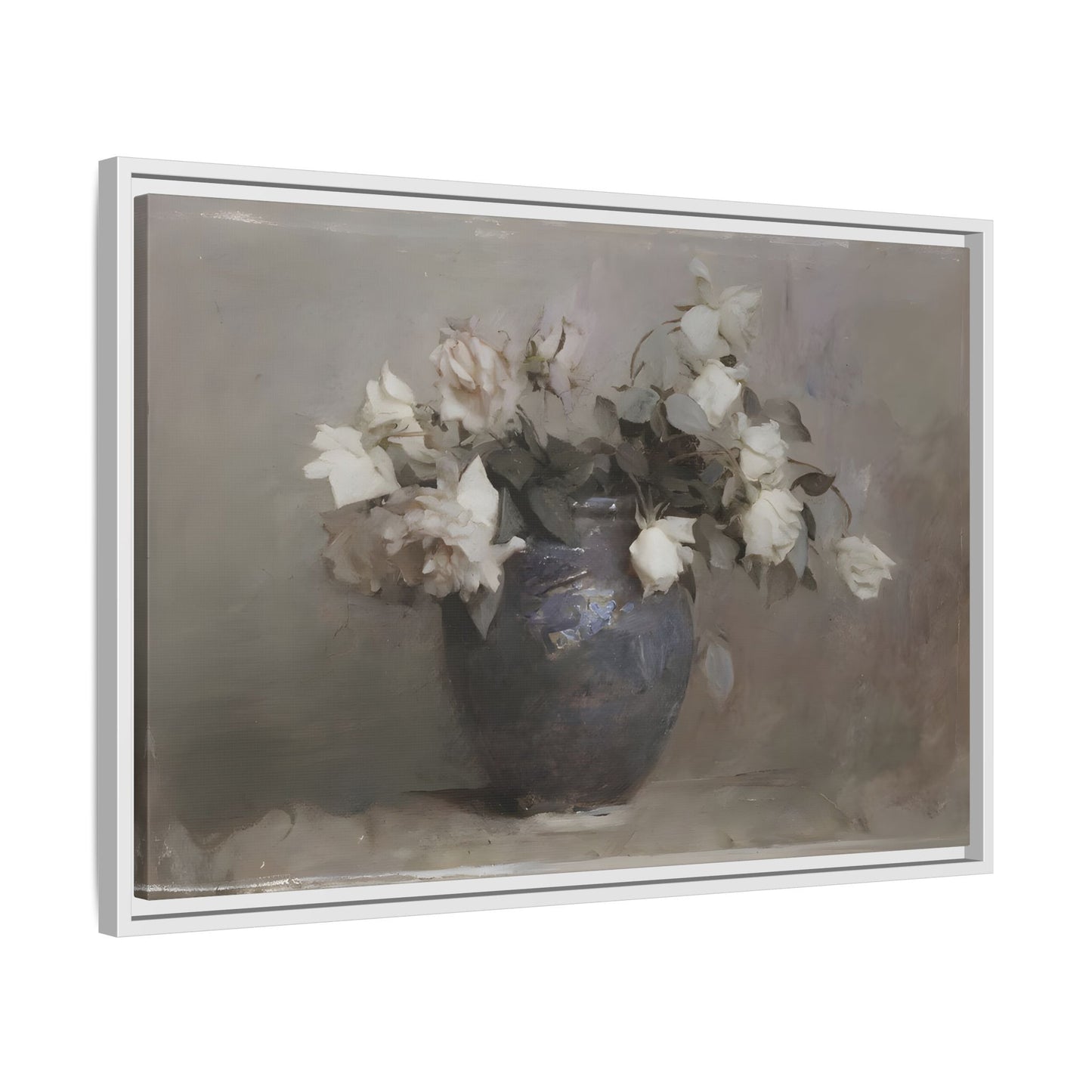 Vintage Botanical Canvas Wall Art, Flower in Vase Farmhouse Print