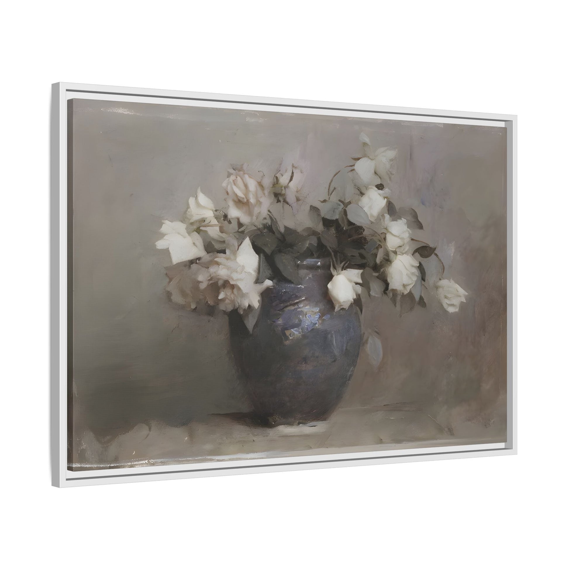 Vintage Botanical Canvas Wall Art, Flower in Vase Farmhouse Print