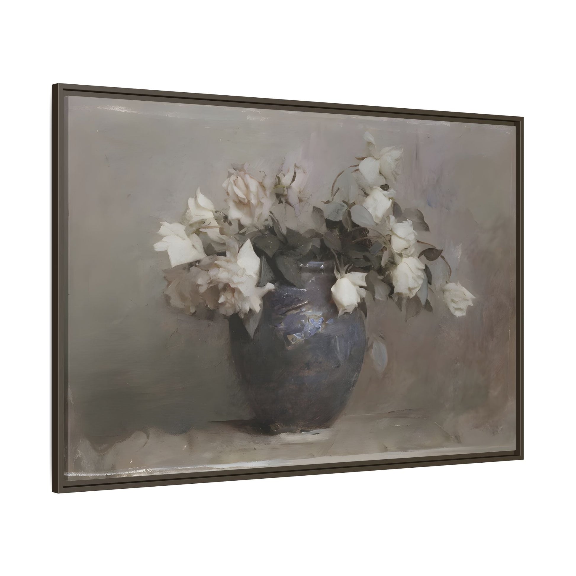 Vintage Botanical Canvas Wall Art, Flower in Vase Farmhouse Print