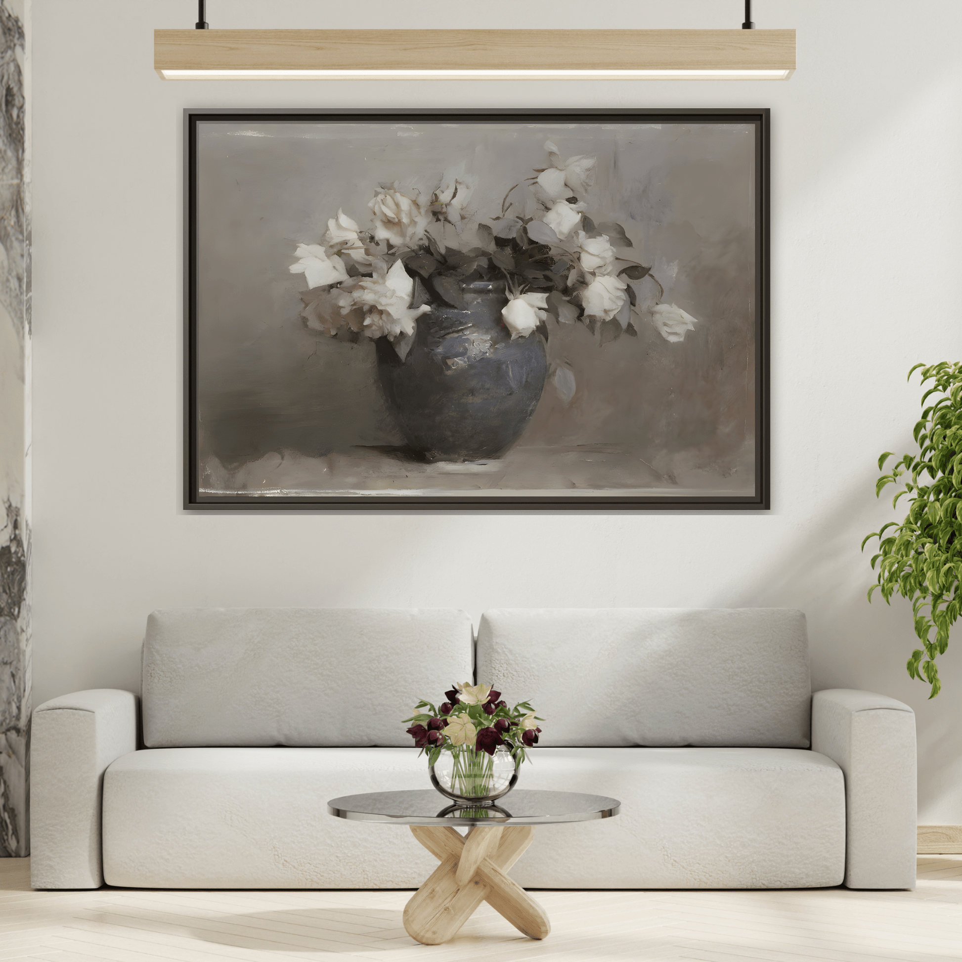 Vintage Botanical Canvas Wall Art, Flower in Vase Farmhouse Print