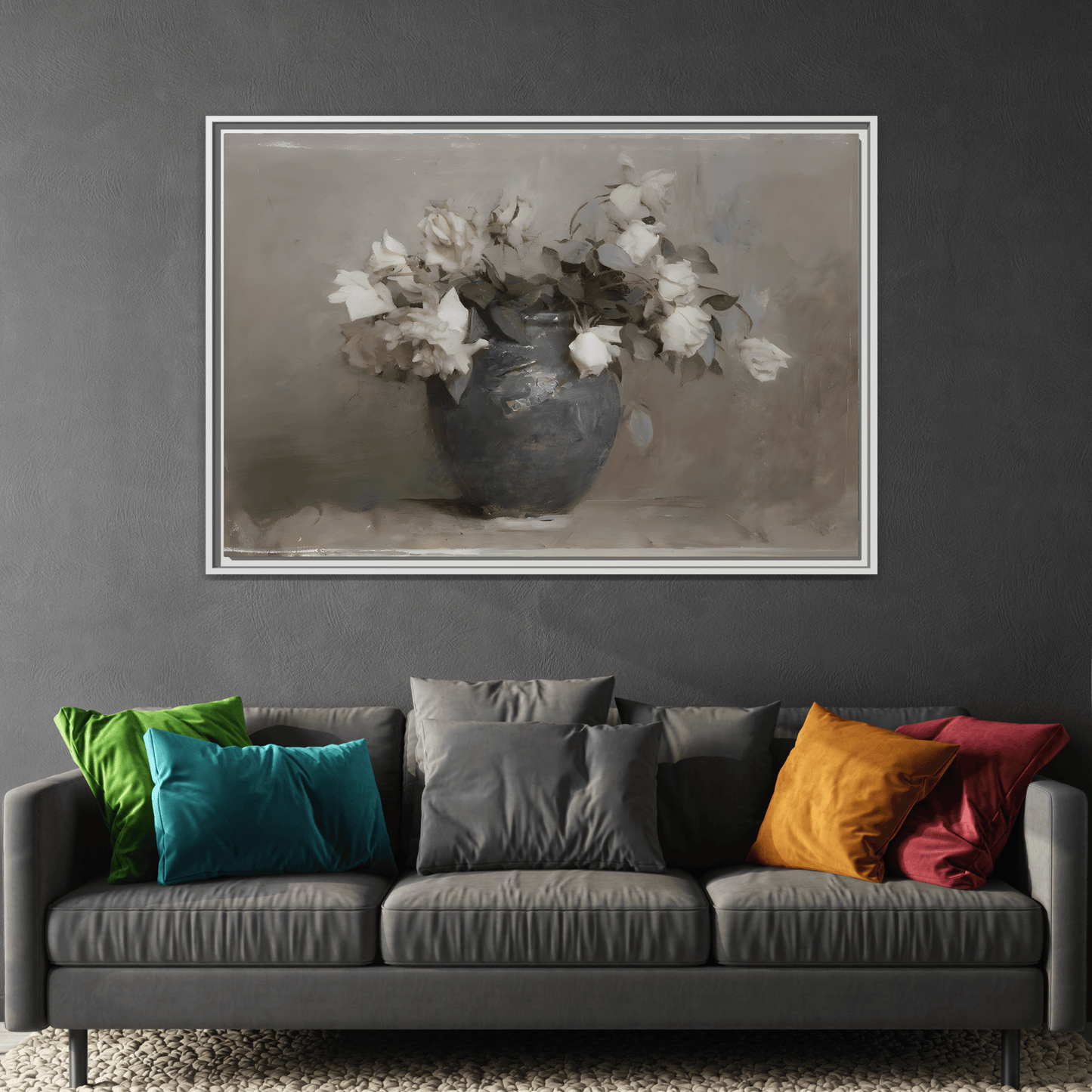 Vintage Botanical Canvas Wall Art, Flower in Vase Farmhouse Print