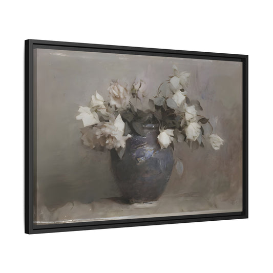 Vintage Botanical Canvas Wall Art, Flower in Vase Farmhouse Print