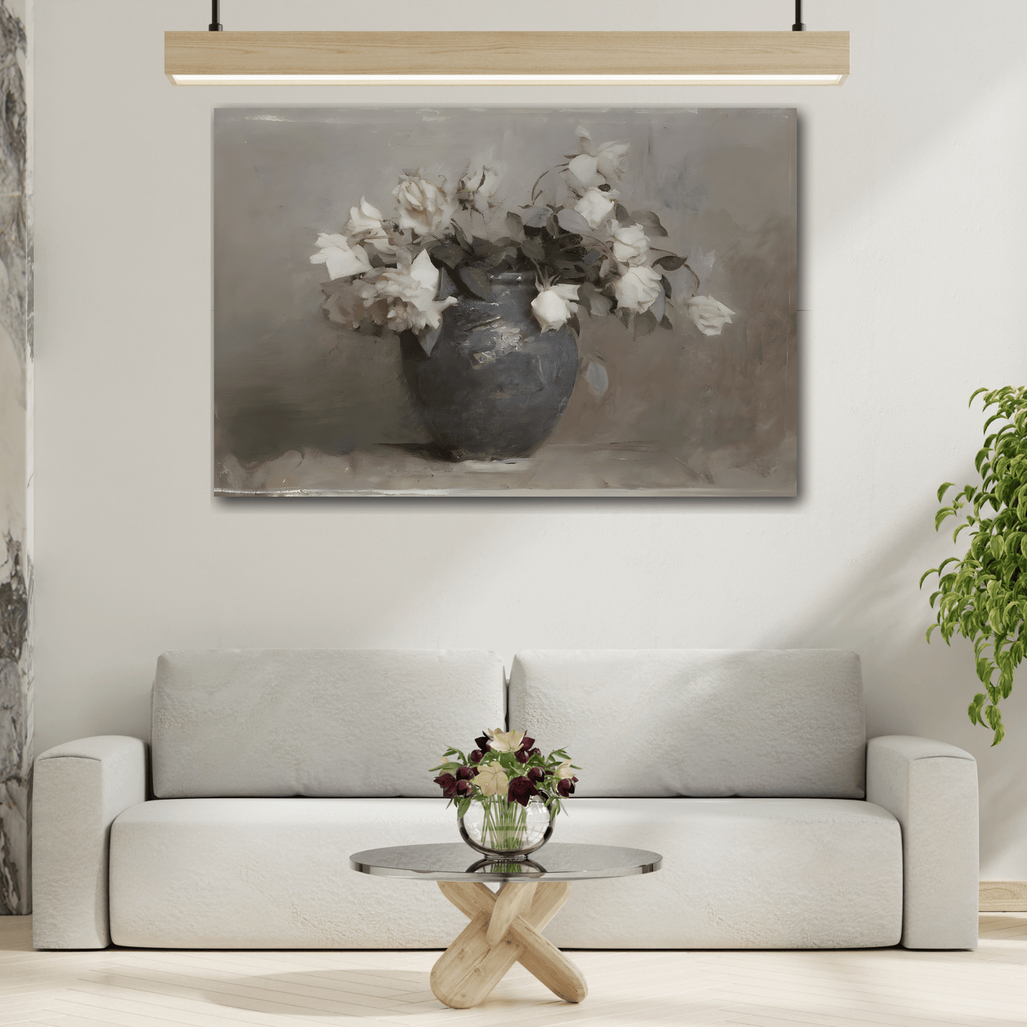 Vintage Botanical Wall Art Flower in Vase Canvas Painting Farmhouse Wall Art
