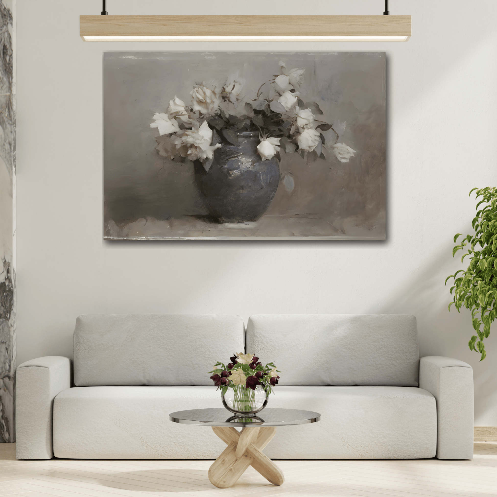 Vintage Botanical Wall Art Flower in Vase Canvas Painting Farmhouse Wall Art