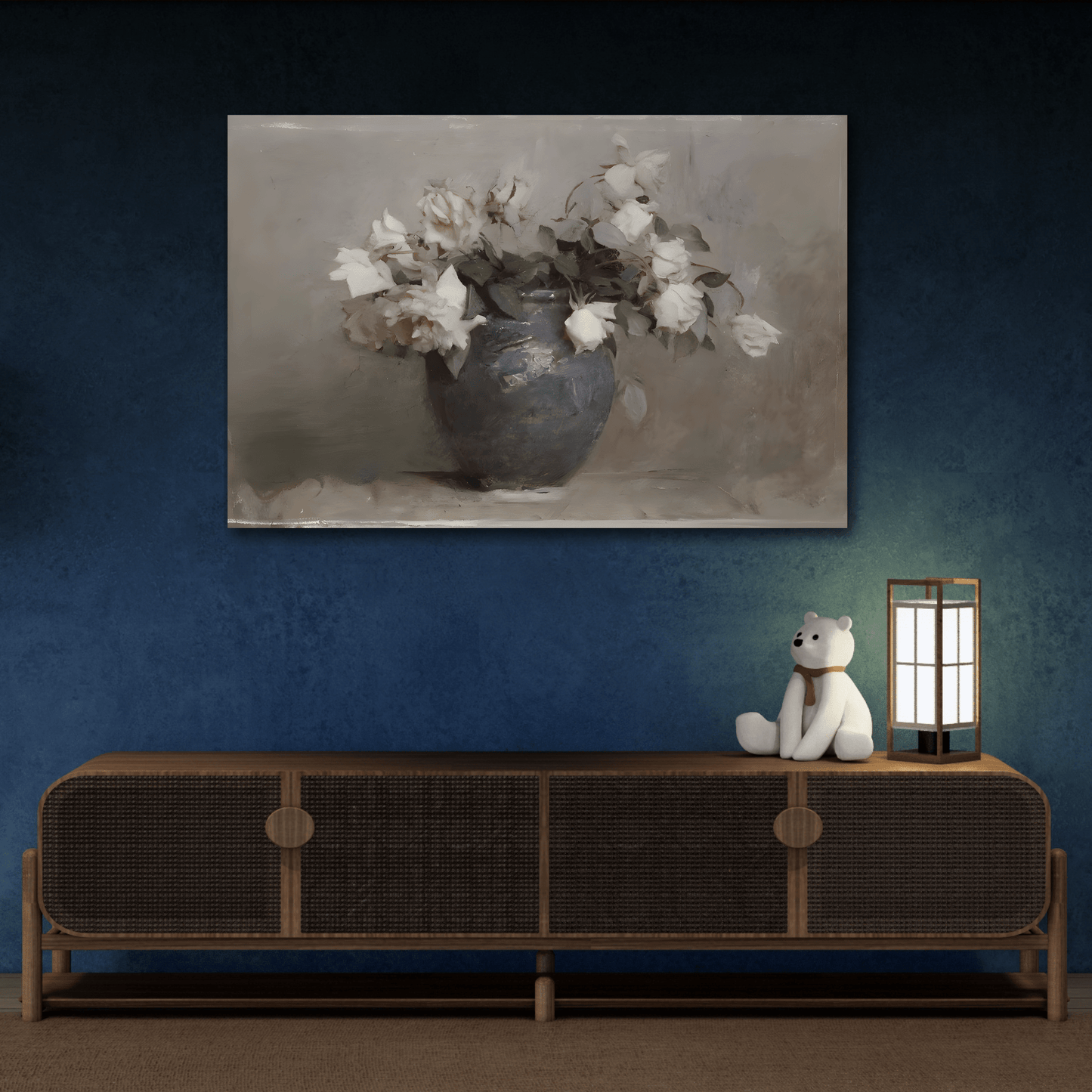 Vintage Botanical Wall Art Flower in Vase Canvas Painting Farmhouse Wall Art