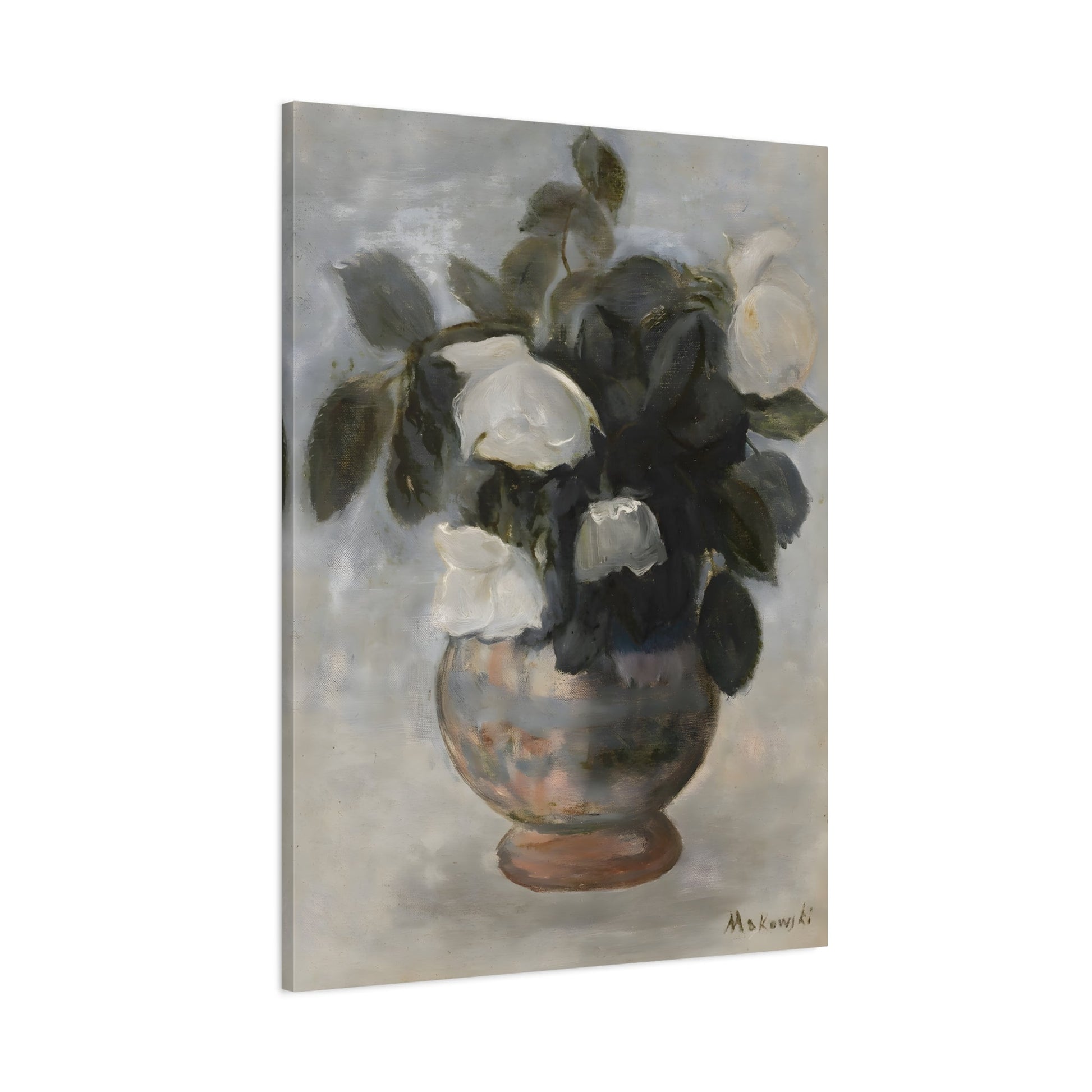 Vintage Floral Botanical Canvas Wall Art - Large Still Life Flower Vase
