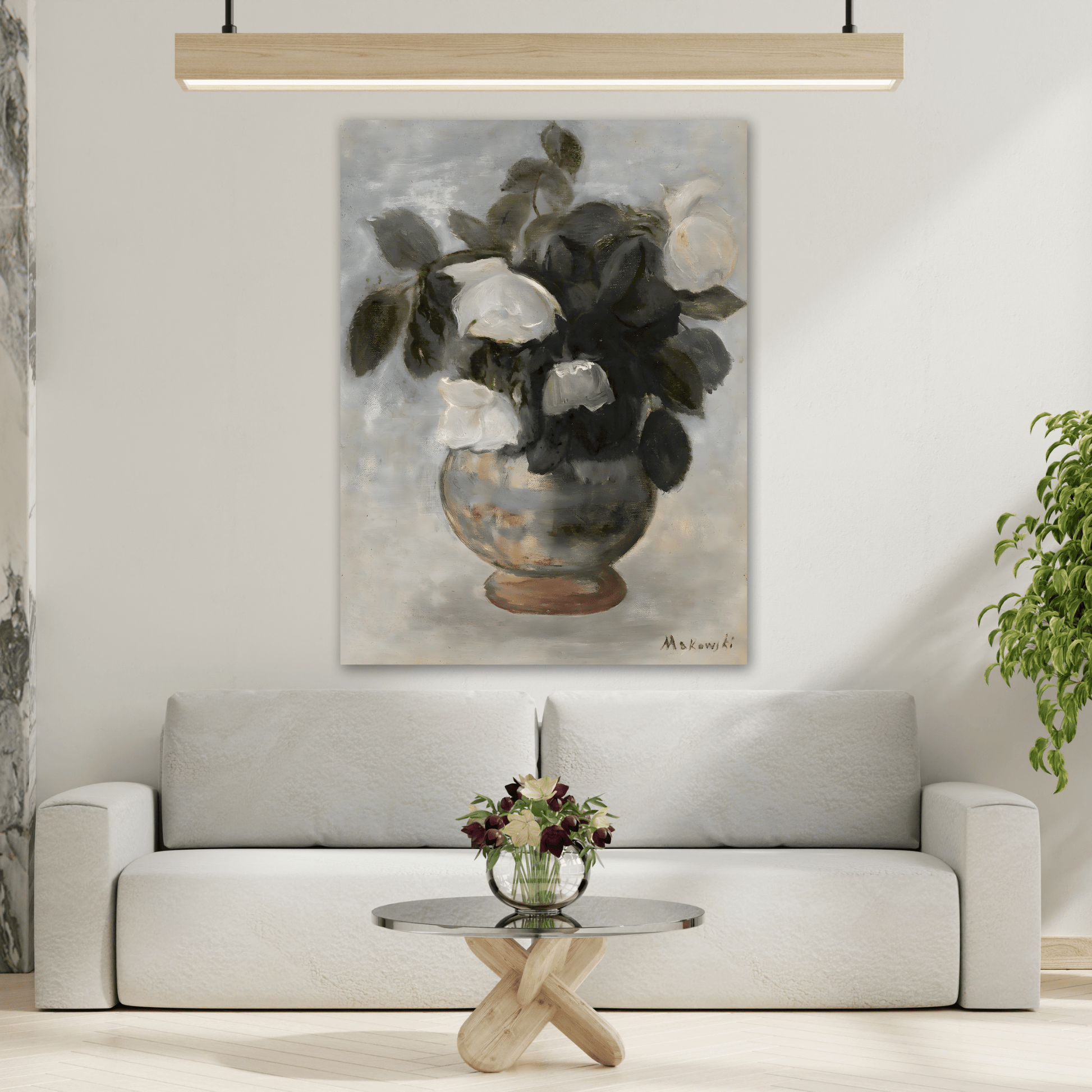 Vintage Floral Botanical Canvas Wall Art - Large Still Life Flower Vase