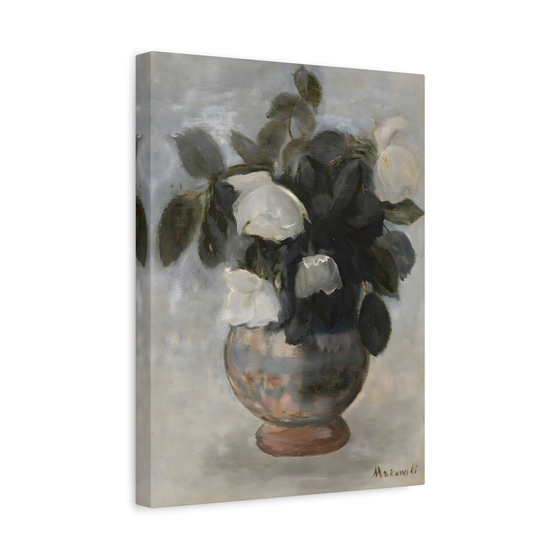 Vintage Floral Botanical Canvas Wall Art - Large Still Life Flower Vase
