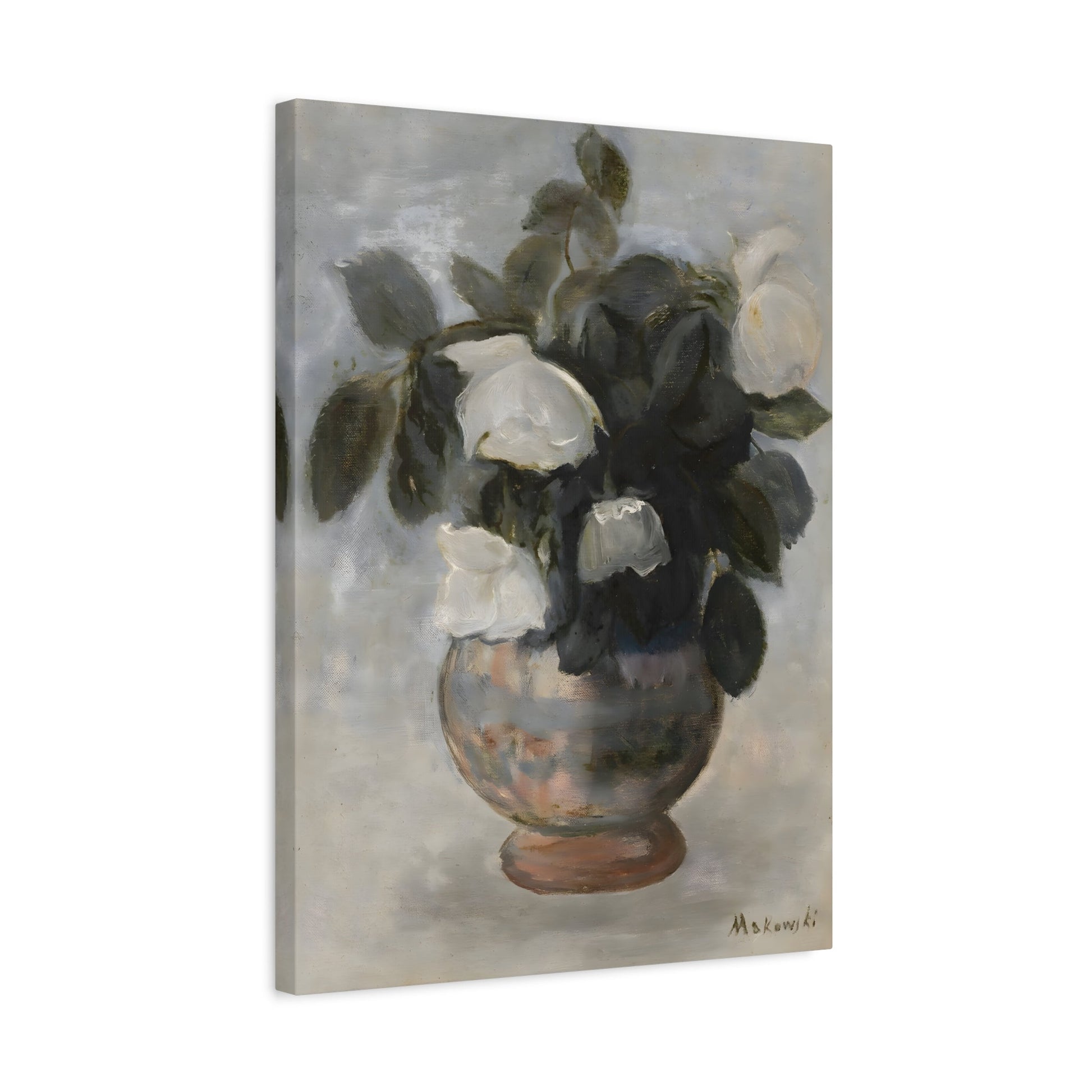 Vintage Floral Botanical Canvas Wall Art - Large Still Life Flower Vase