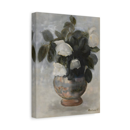 Vintage Floral Botanical Canvas Wall Art - Large Still Life Flower Vase